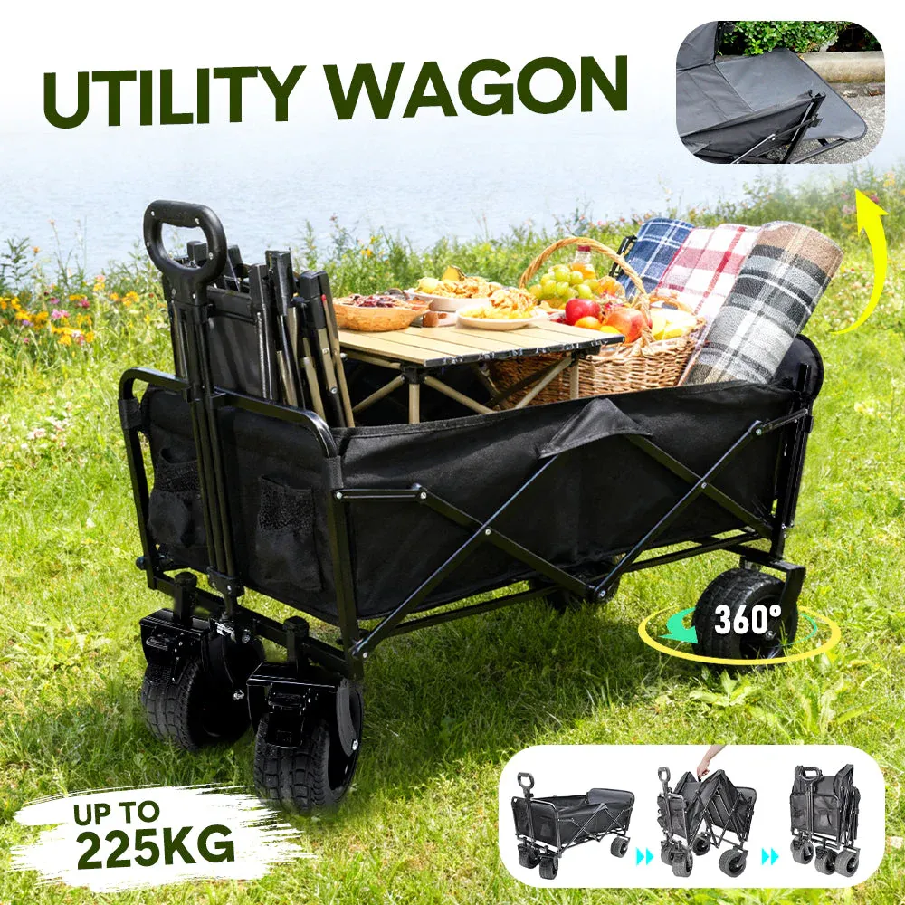 Foldable Camping Wagon 150L Portable Hand Trolley with All-Terrain Wheels and Tailgate For Outdoor Picnic Shopping Sports Max Load 200Kg Utility Cart - Image 2