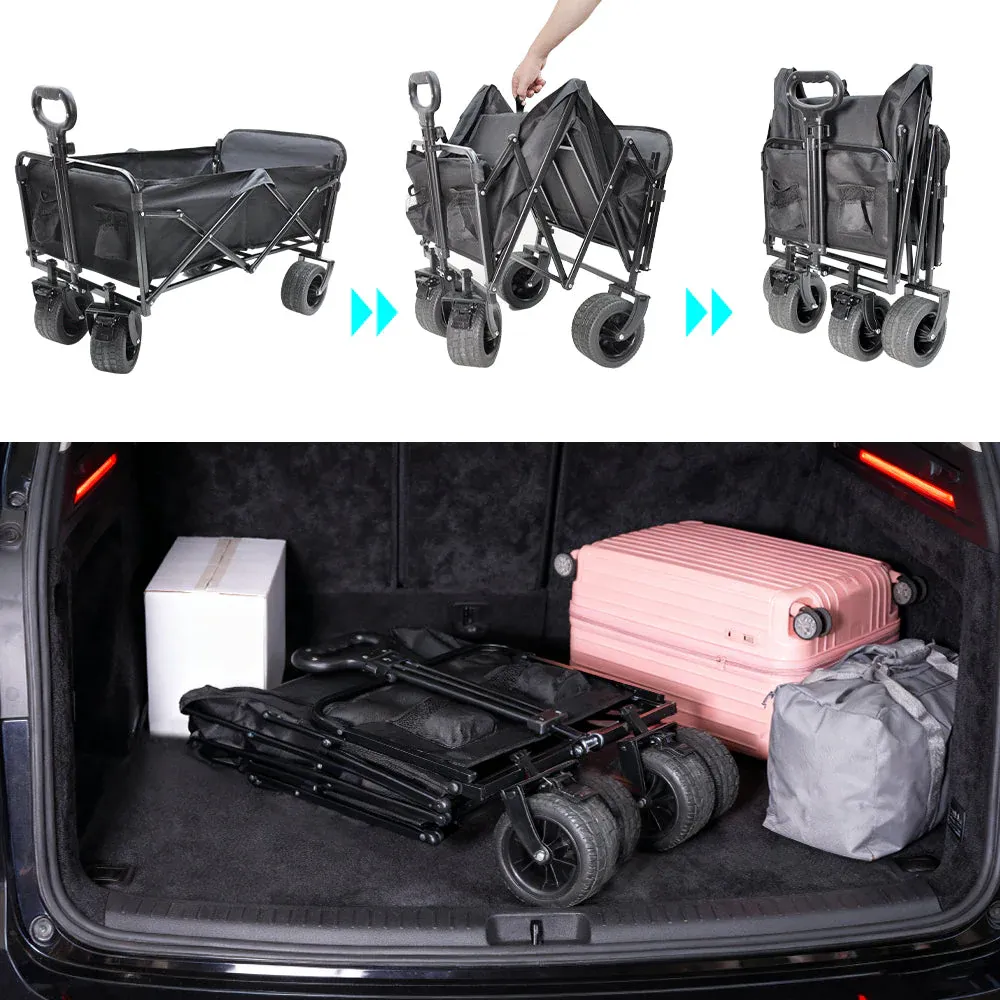 Foldable Camping Wagon 150L Portable Hand Trolley with All-Terrain Wheels and Tailgate For Outdoor Picnic Shopping Sports Max Load 200Kg Utility Cart - Image 4