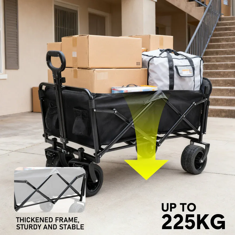 Foldable Camping Wagon 150L Portable Hand Trolley with All-Terrain Wheels and Tailgate For Outdoor Picnic Shopping Sports Max Load 200Kg Utility Cart - Image 5