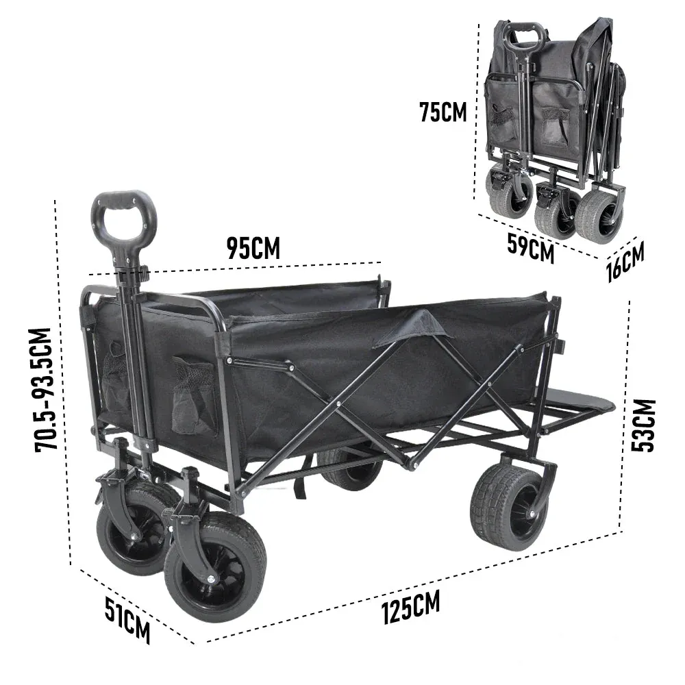Foldable Camping Wagon 150L Portable Hand Trolley with All-Terrain Wheels and Tailgate For Outdoor Picnic Shopping Sports Max Load 200Kg Utility Cart - Image 7