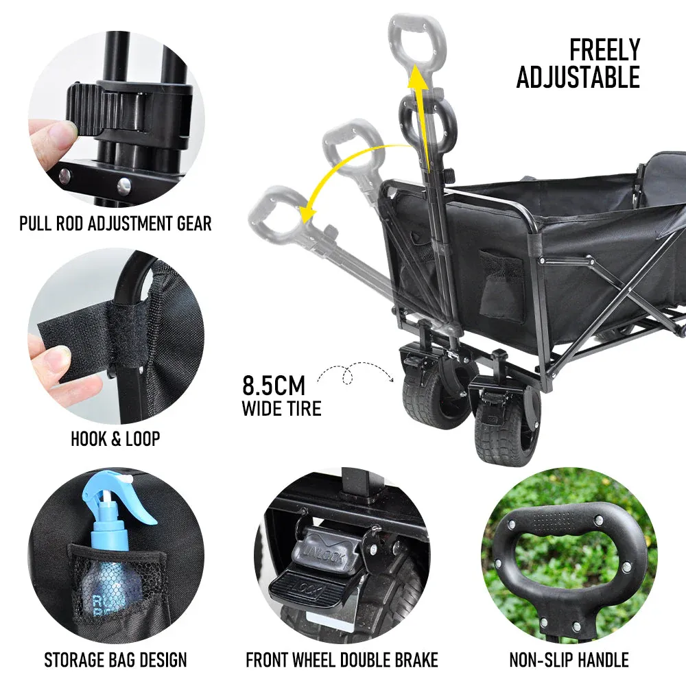 Foldable Camping Wagon 150L Portable Hand Trolley with All-Terrain Wheels and Tailgate For Outdoor Picnic Shopping Sports Max Load 200Kg Utility Cart - Image 8