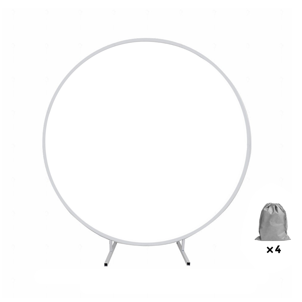 2M White Wedding Hoop Arch Metal Flower Ring Display Frame Balloon Circle Rack Backdrop for Wedding Birthday Party Garden Ceremony Decoration - Image 1