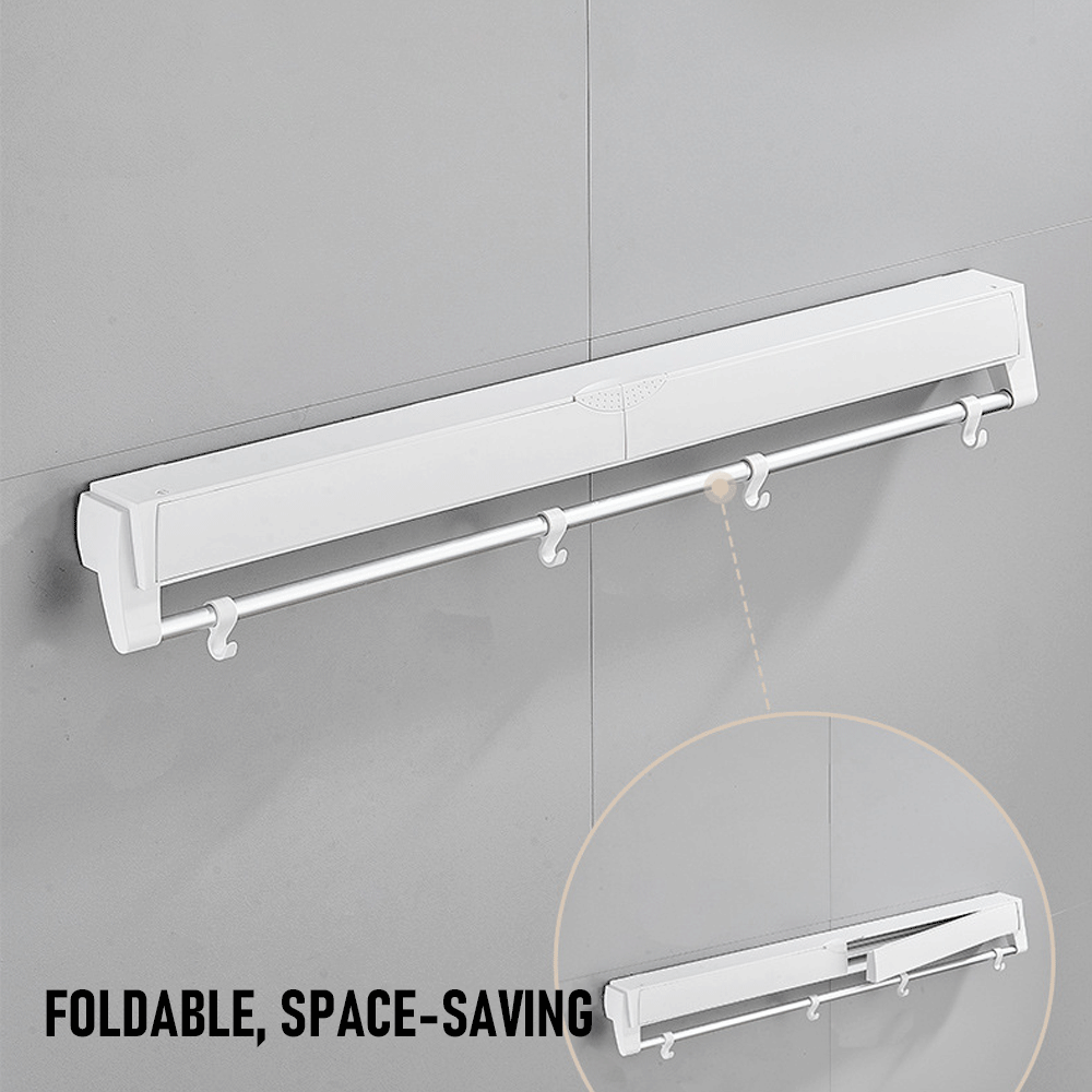 Alston Wall Mounted Drying Rack Black Clothes Airer Space Saver Folding Dryer Bearing Capacity 12KG Foldable Rail With Hooks Indoor Outdoor Balcony Laundry - Image 3