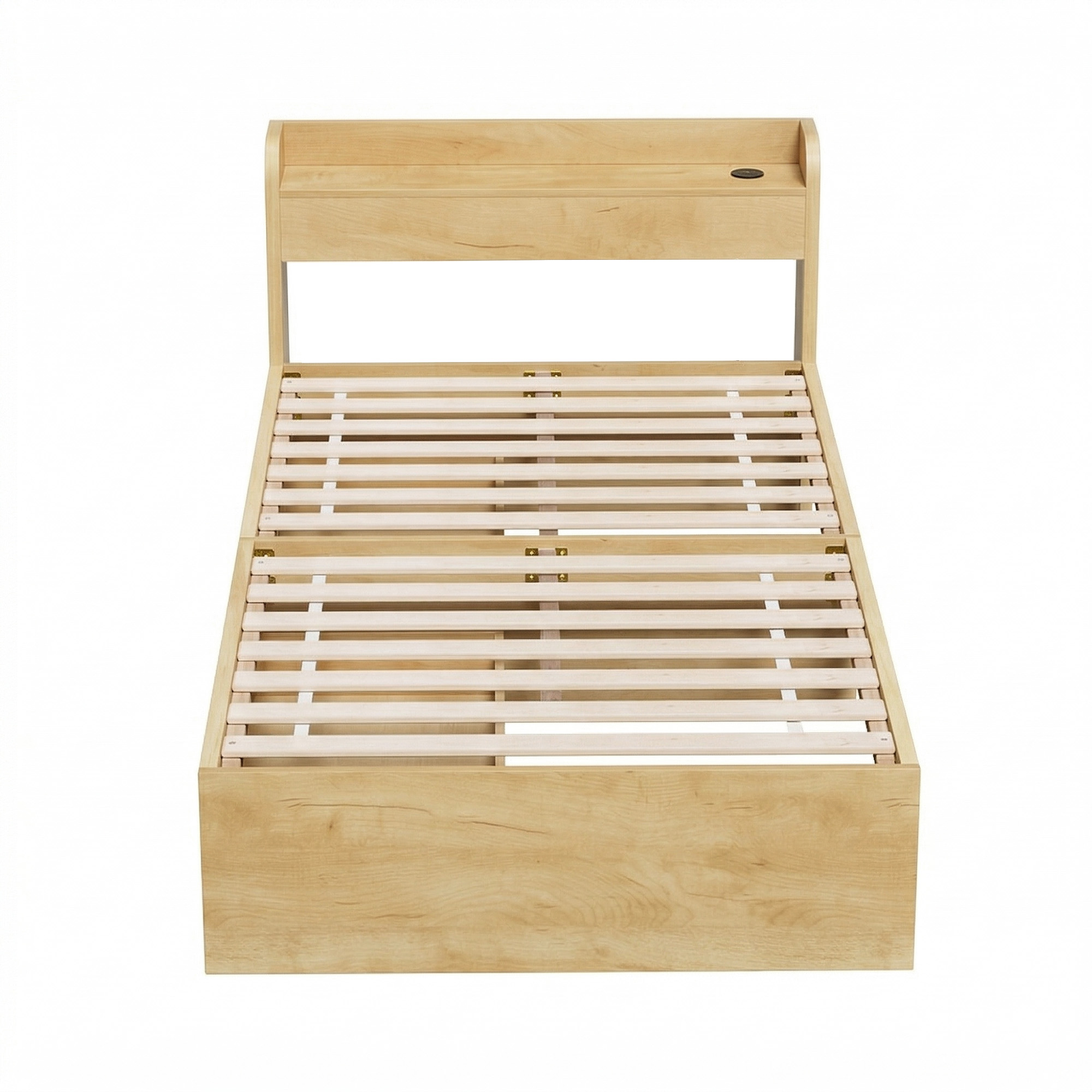 Artiss King Single Bed Frame with 2 Drawers Platform Bed with Headboard Bed Base with USB Ports Natural - Image 3