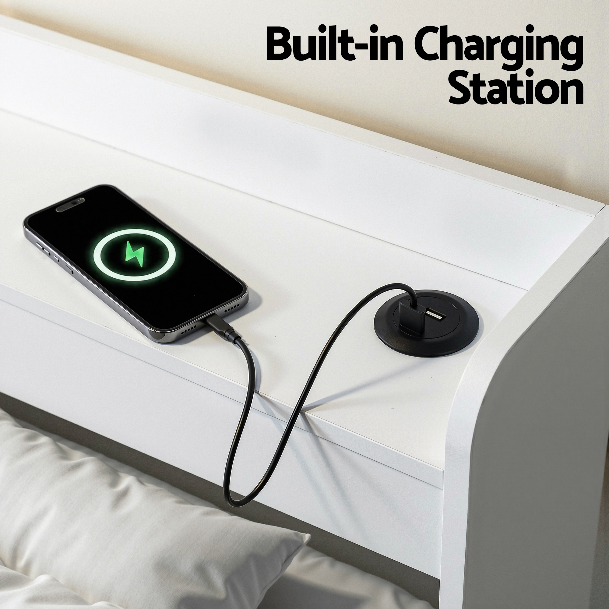 Artiss Bed Frame King Single Size with Charging Ports and 2 Drawers AURA - Image 5