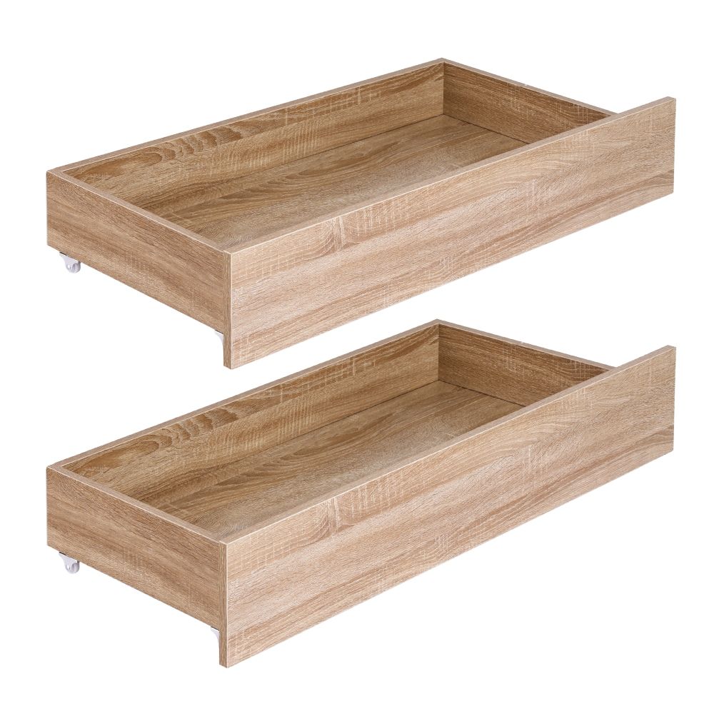 Artiss 2pcs Under Bed Storage with Wheels Rolling Wooden Drawers King Single & Queen - Image 1