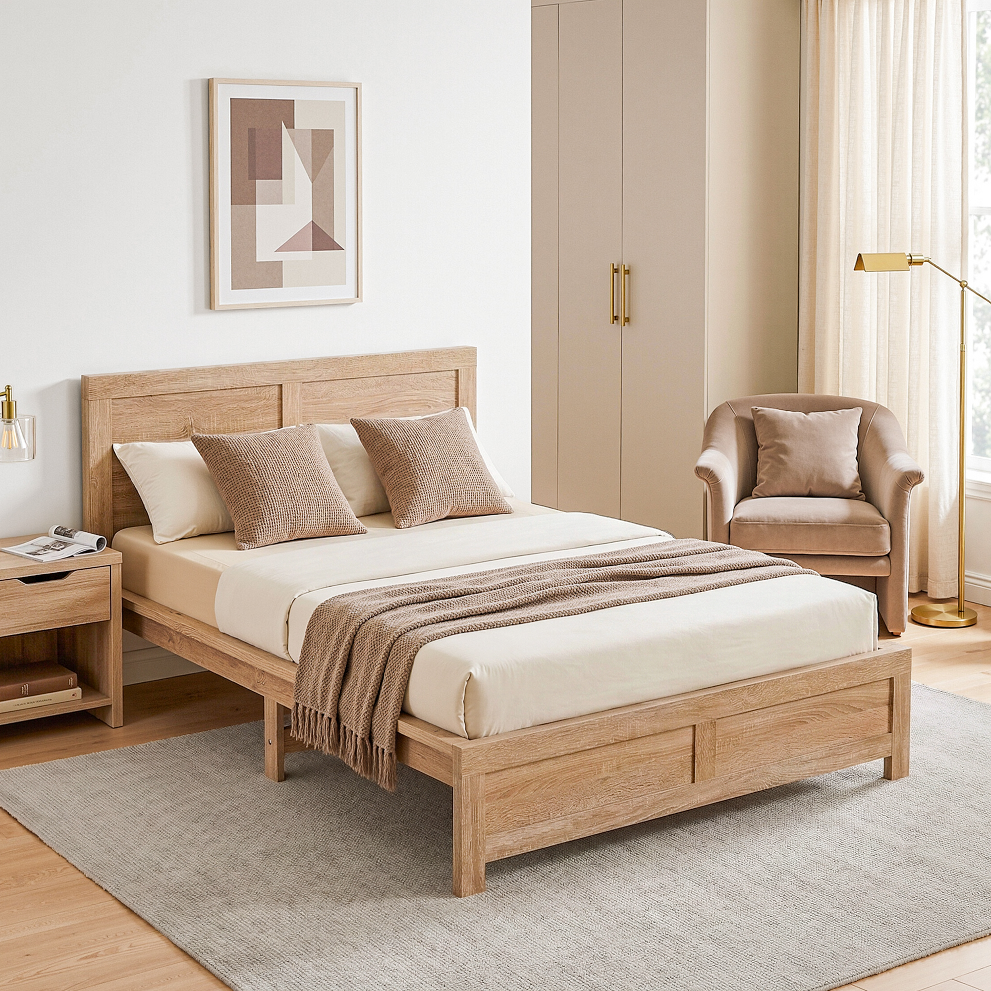 Artiss King Single Bed Frame Wooden Bed Base - Image 1