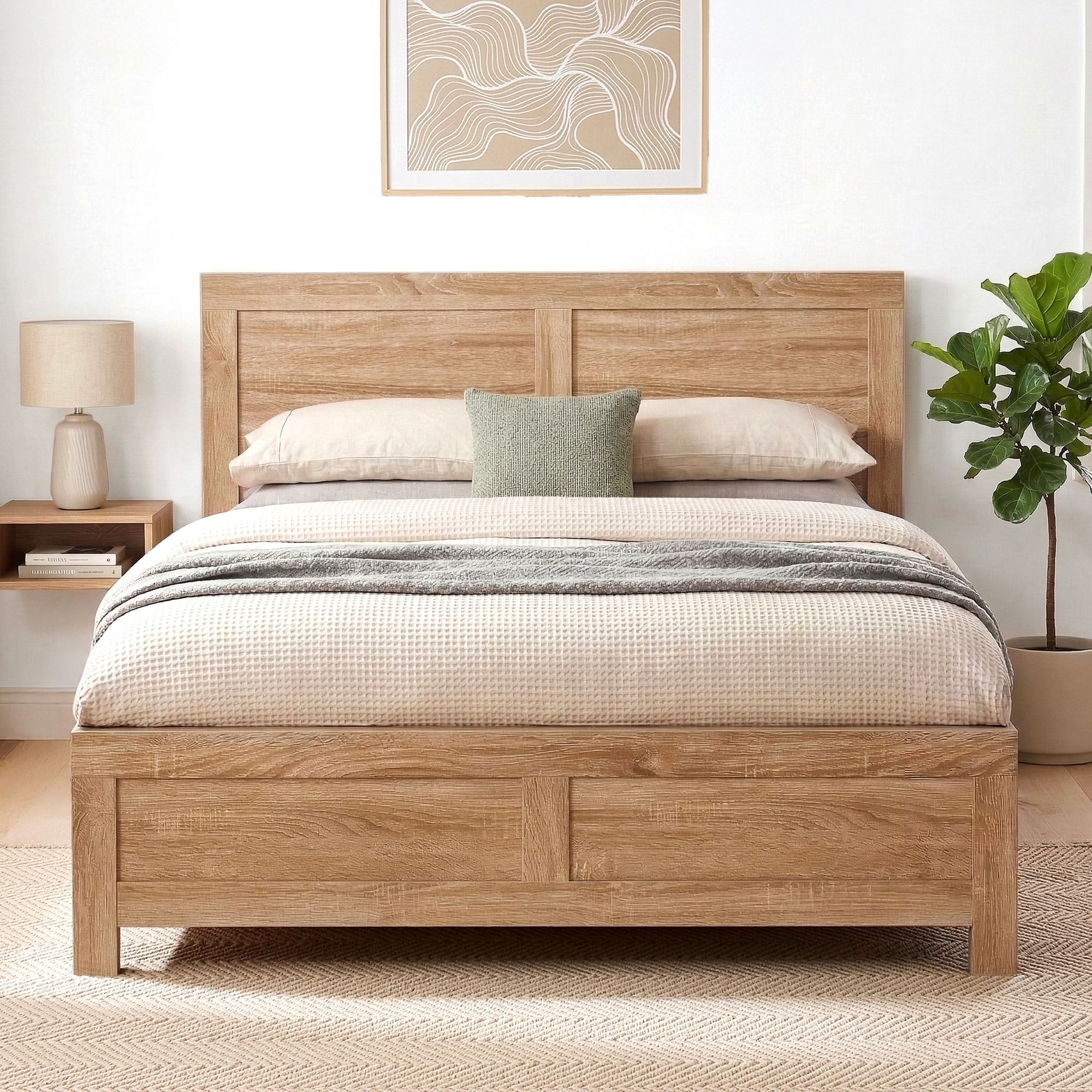Artiss Single Bed Frame Wooden Bed Base Walnut - Image 1