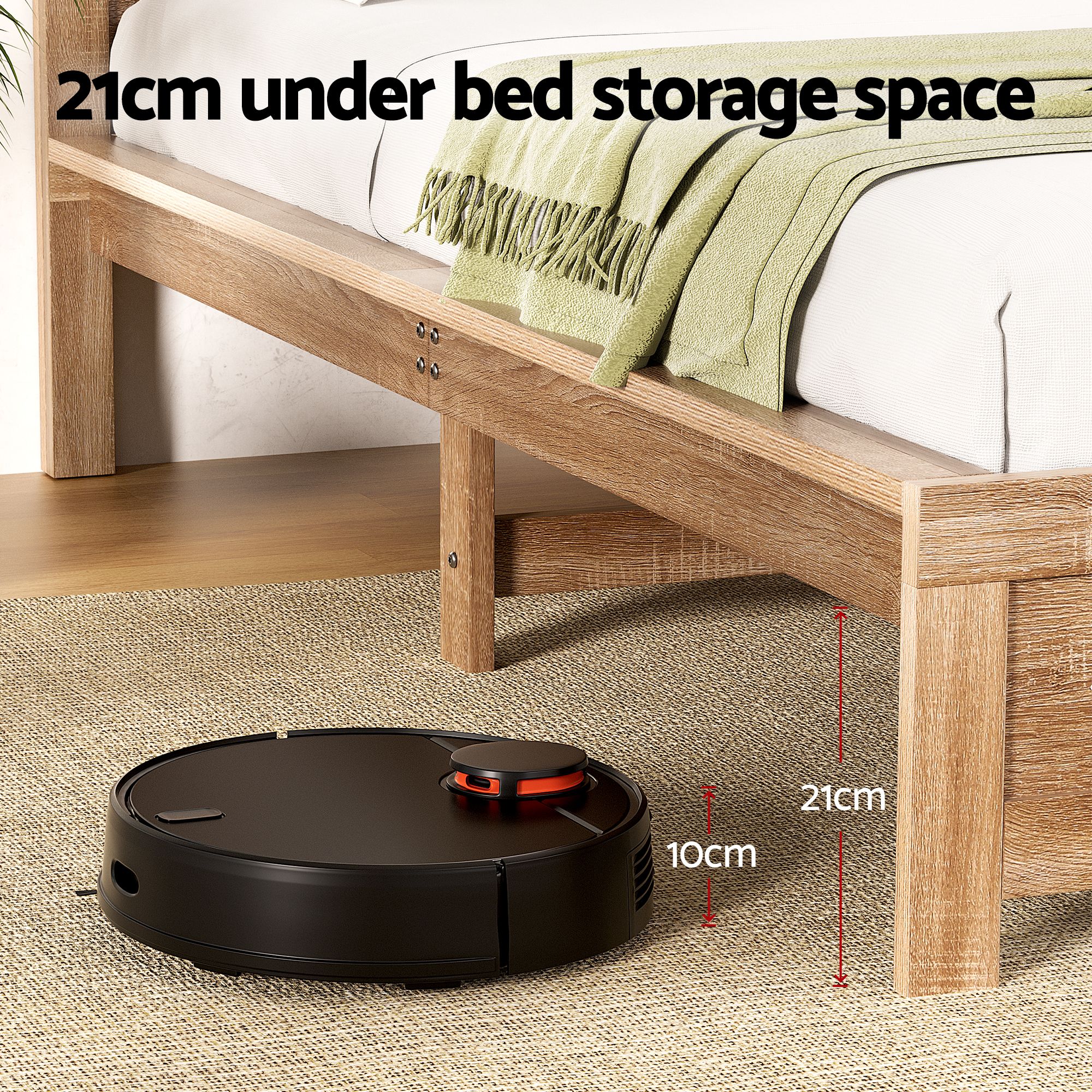 Artiss Single Bed Frame Wooden Bed Base Walnut - Image 4