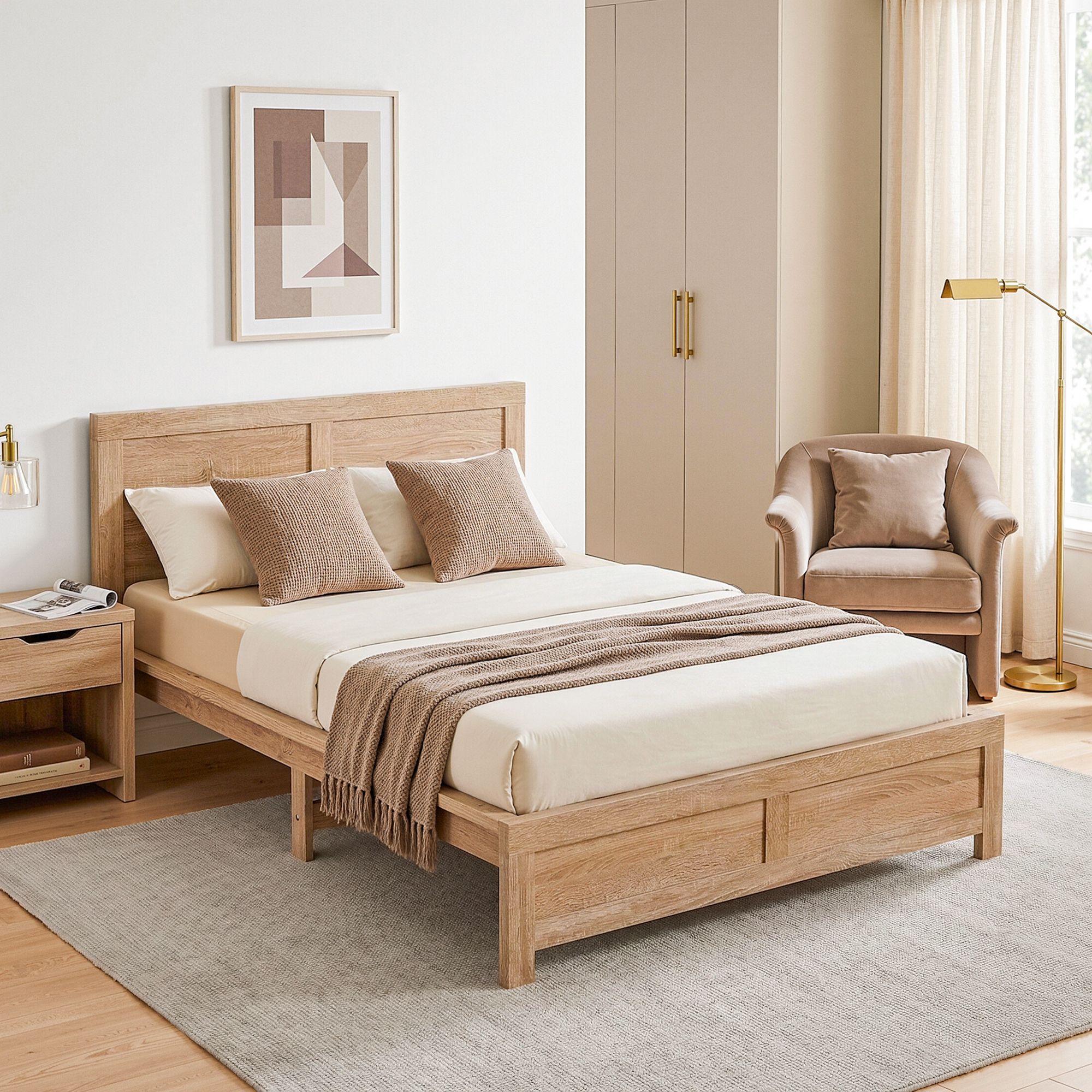 Artiss Single Bed Frame Wooden Bed Base Walnut - Image 7
