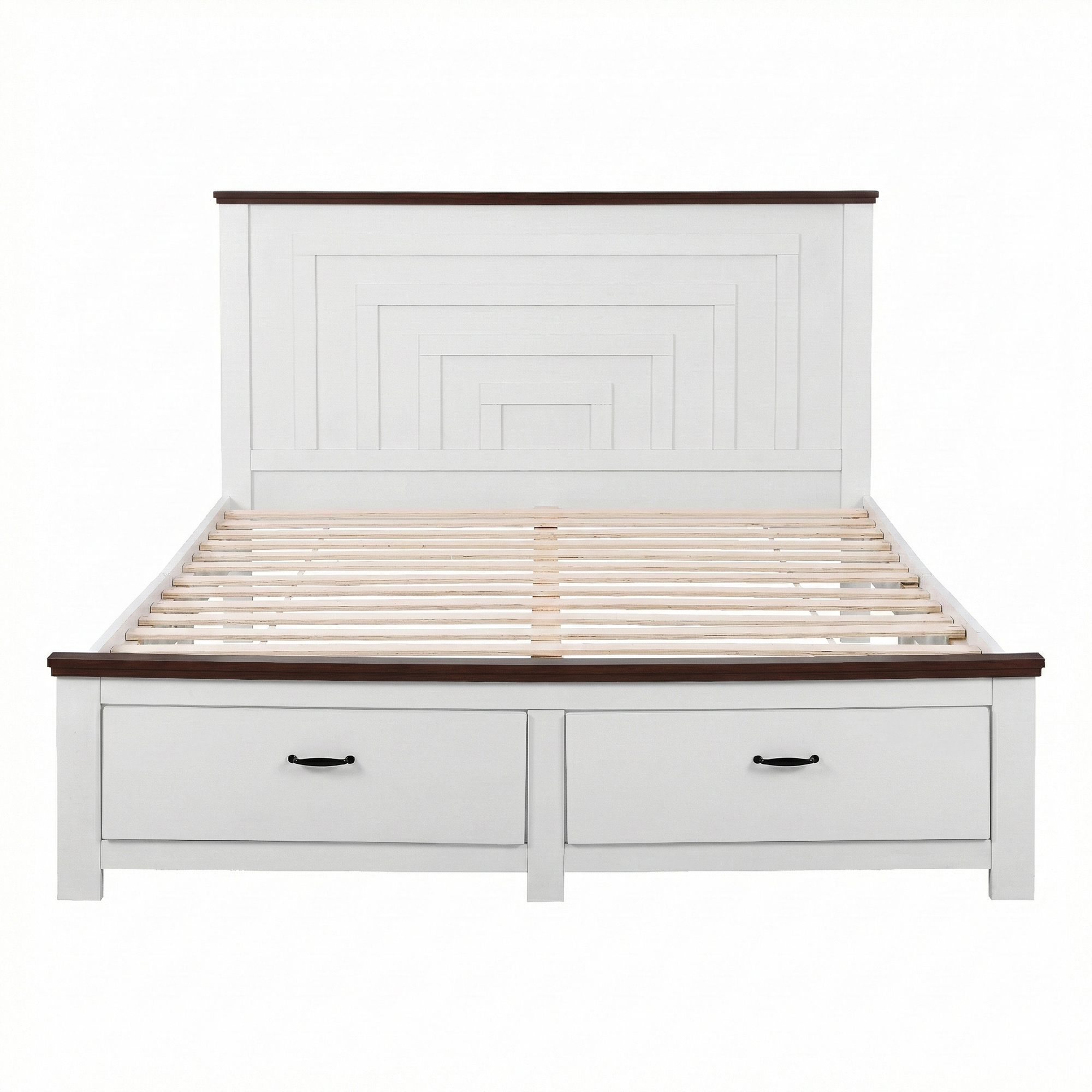 Artiss Queen Wooden Bed Frame with 2 Drawer Platform Bed with 108cm Solid High Headboard White Bed Base for Bedroom Easy Assembly - Image 3