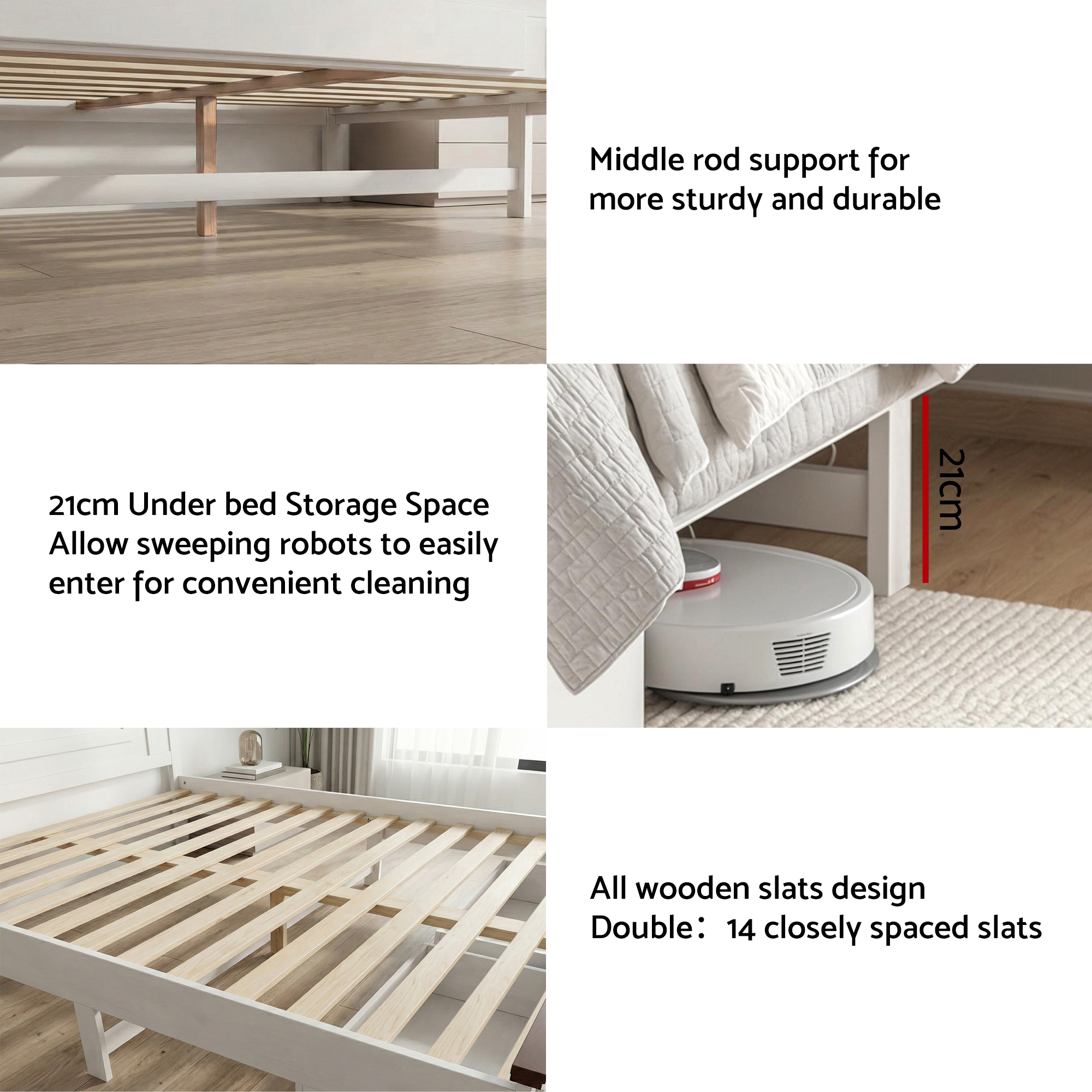 Artiss Queen Wooden Bed Frame with 2 Drawer Platform Bed with 108cm Solid High Headboard White Bed Base for Bedroom Easy Assembly - Image 7