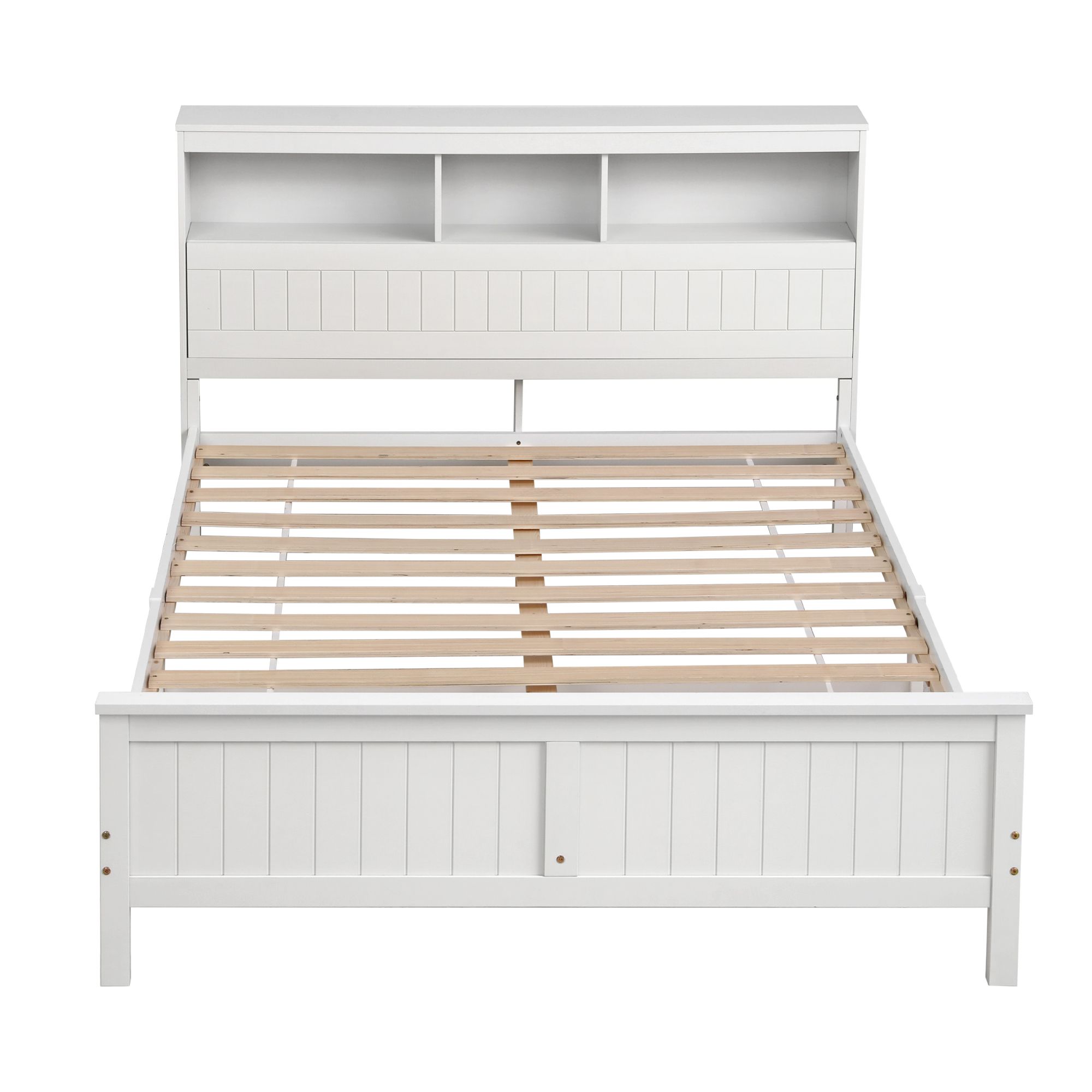 Artiss Queen Bed Frame with Storage Headboard and Footboard Wooden Bed Base White - Image 3