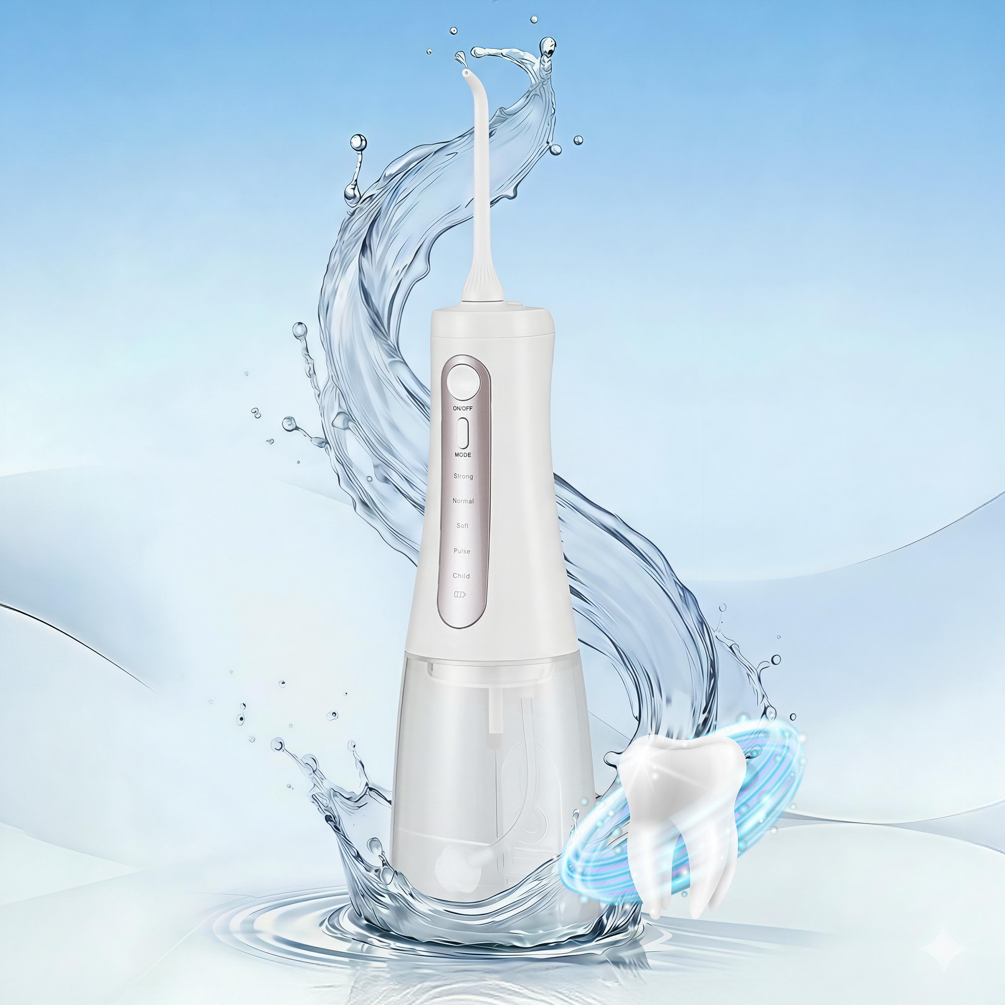Devanti Cordless Water Flosser Dental Oral Irrigator White - Image 1