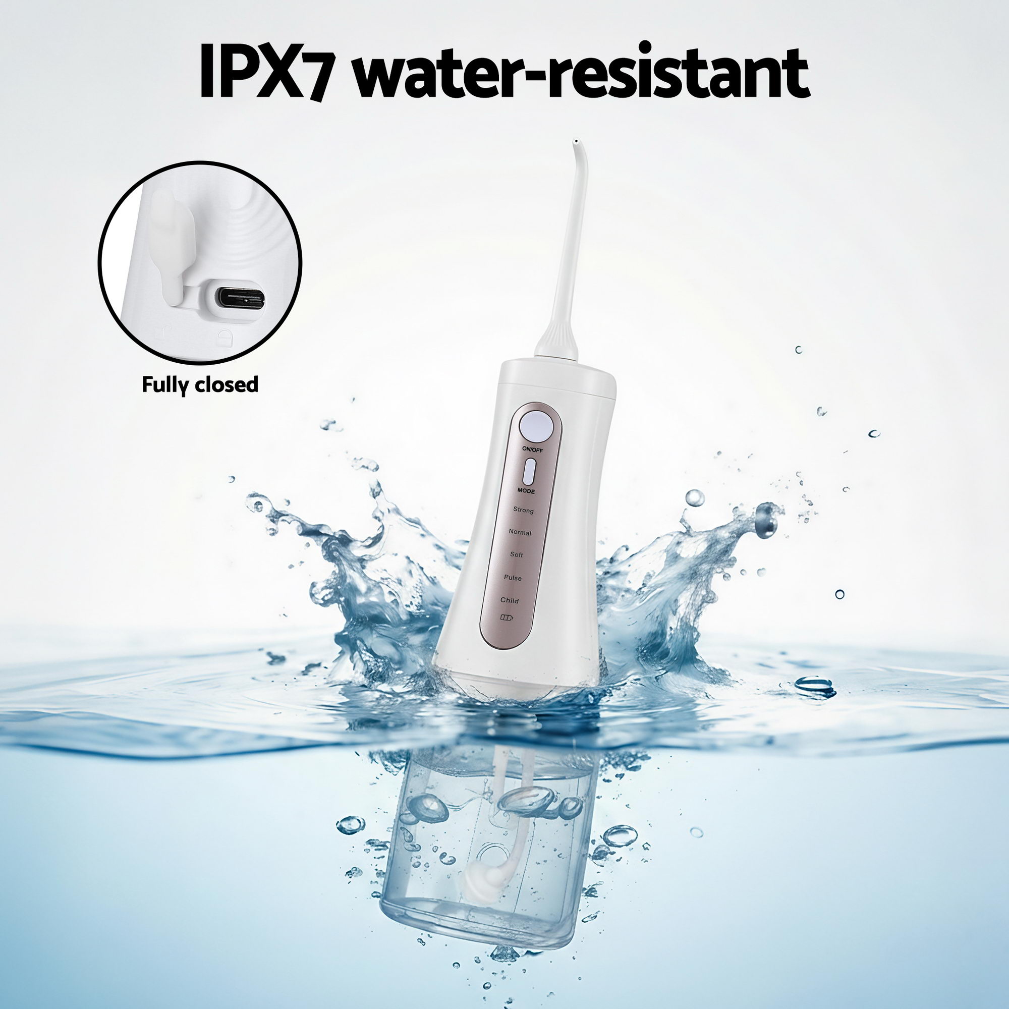 Devanti Cordless Water Flosser Dental Oral Irrigator White - Image 8