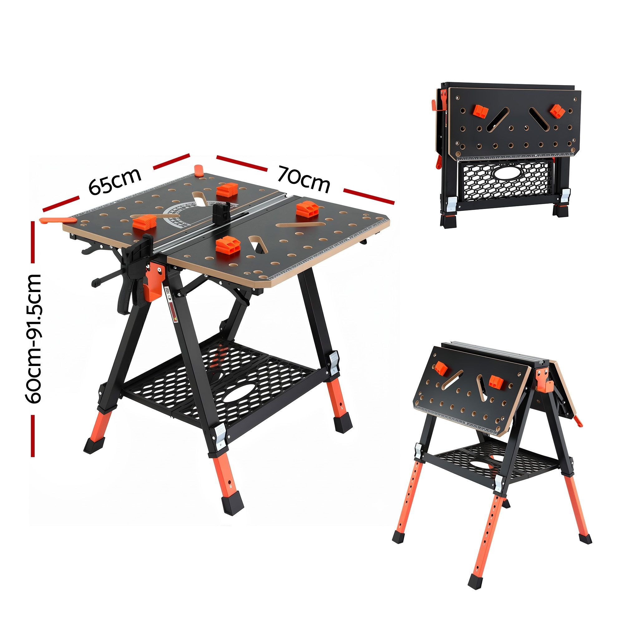 Giantz Portable Folding Work Table 454kg Adjustable Workbench - Image 3