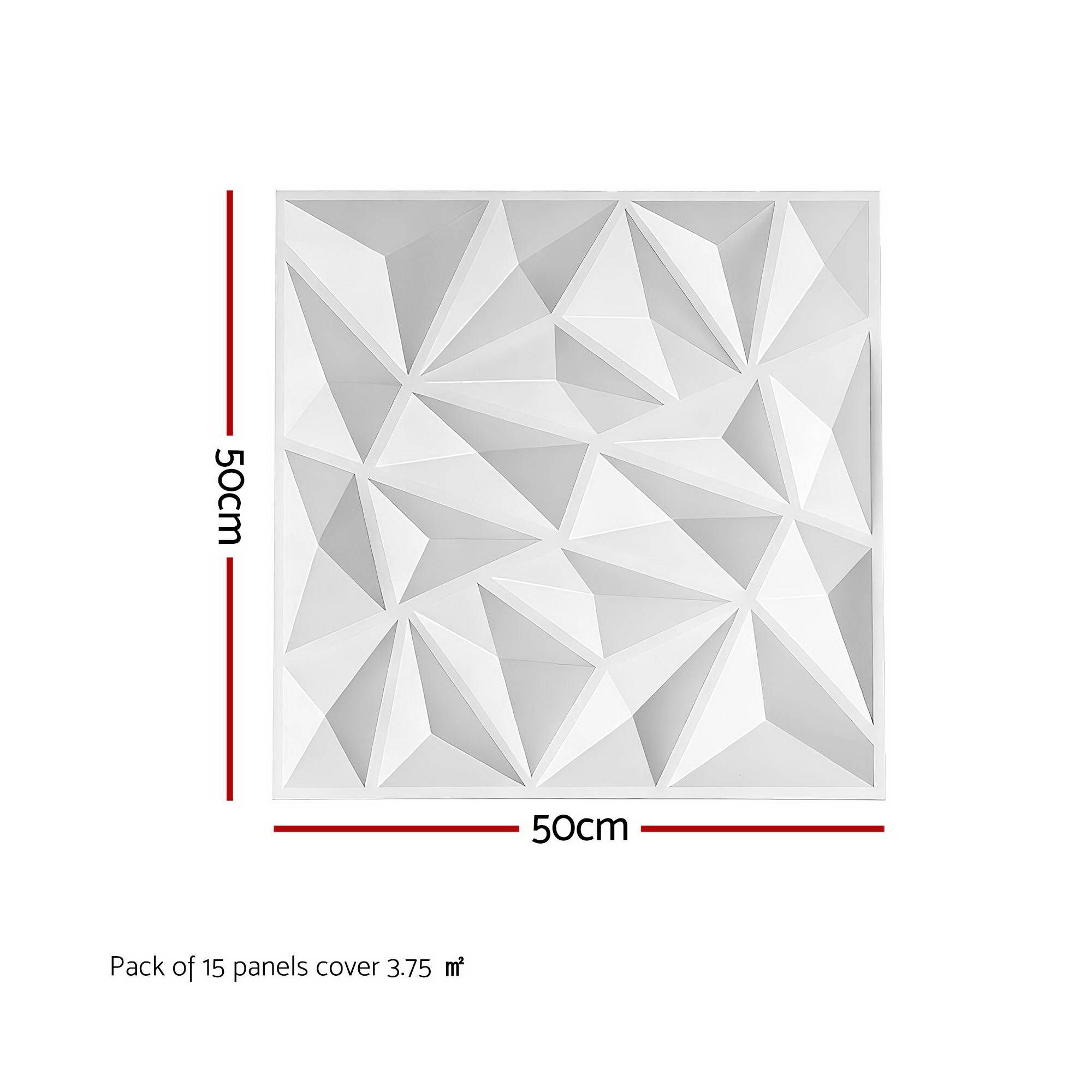 Artiss 3D Wall Panels Diamond PVC Decorative Panels 50x50cm Set of 15 Feature Wall - Image 2