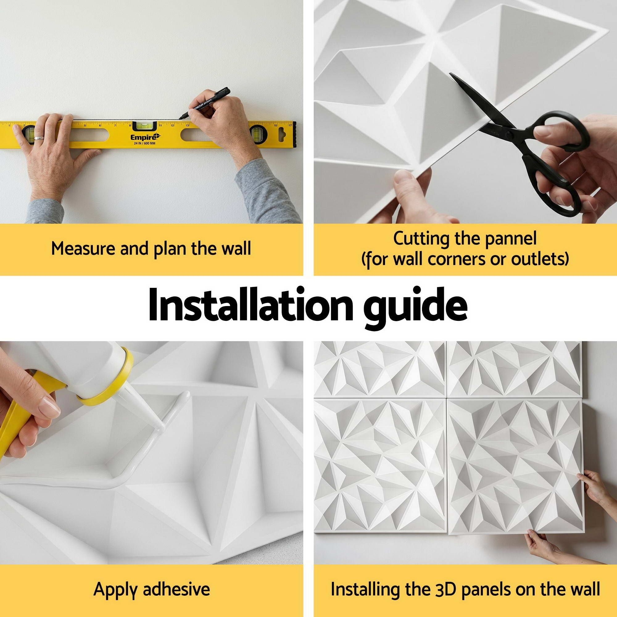 Artiss 3D Wall Panels Diamond PVC Decorative Panels 50x50cm Set of 15 Feature Wall - Image 7