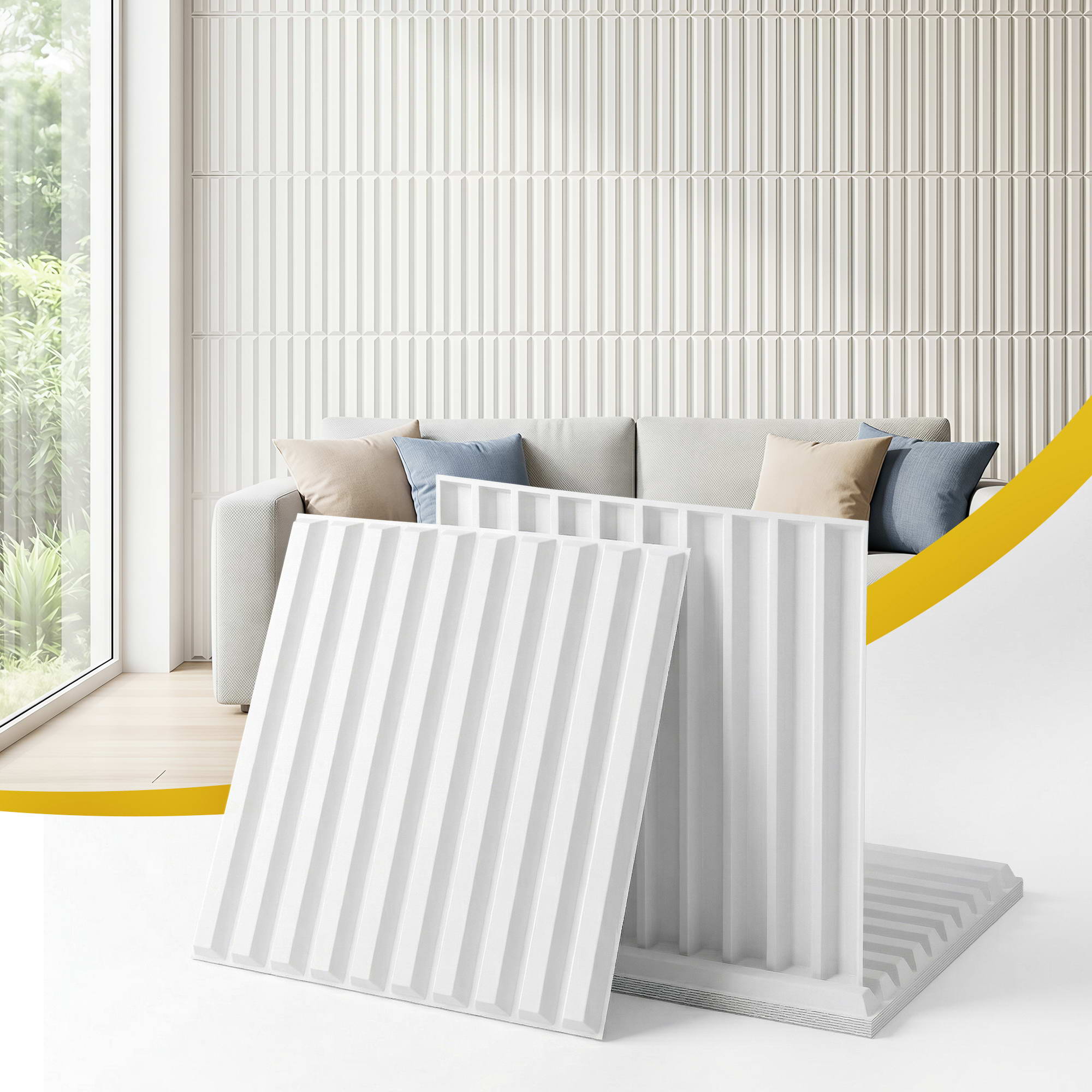 Artiss 3D Wall Panels Vertical PVC Decorative Panels 50x50cm Set of 15 Feature Wall Vert - Image 1