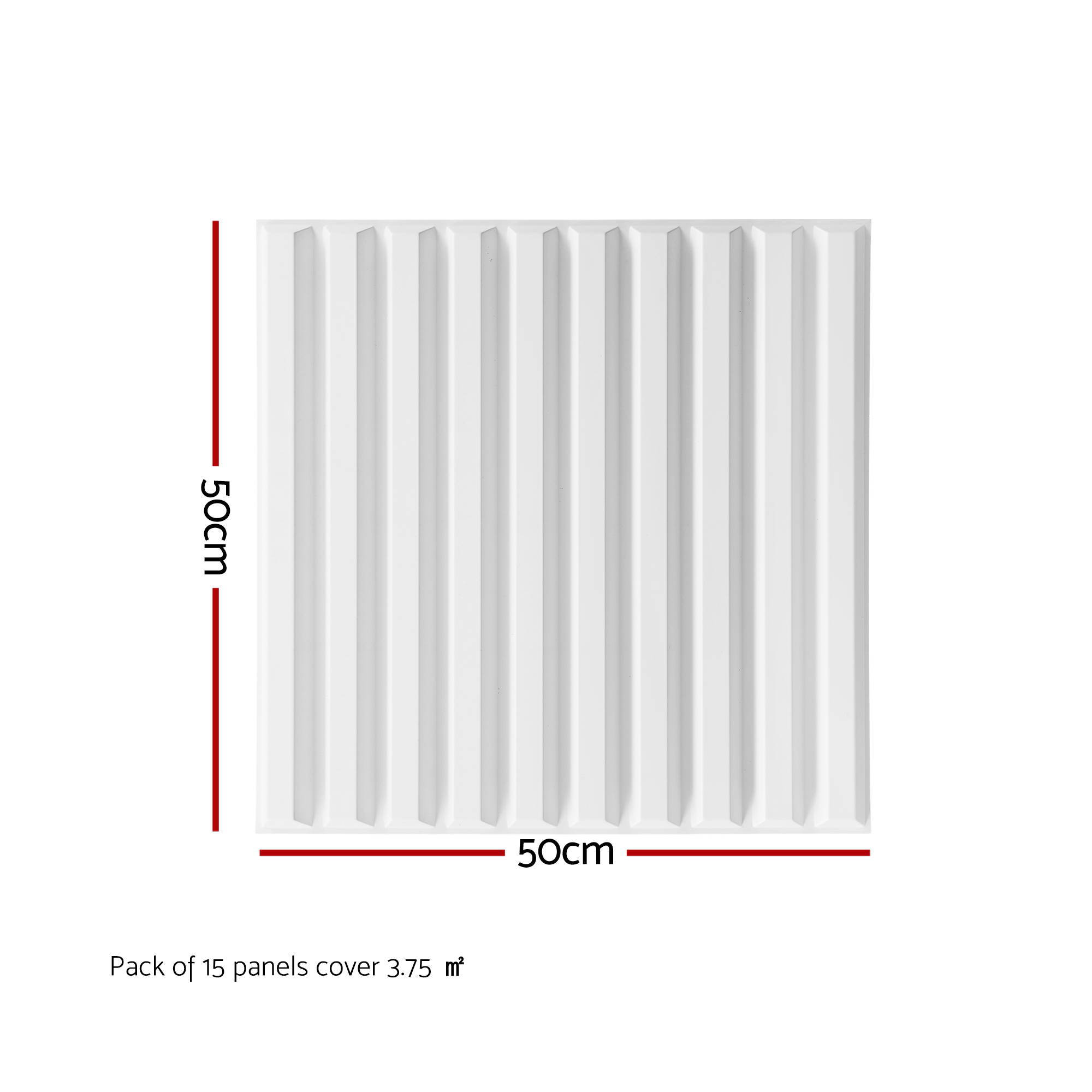 Artiss 3D Wall Panels Vertical PVC Decorative Panels 50x50cm Set of 15 Feature Wall Vert - Image 2