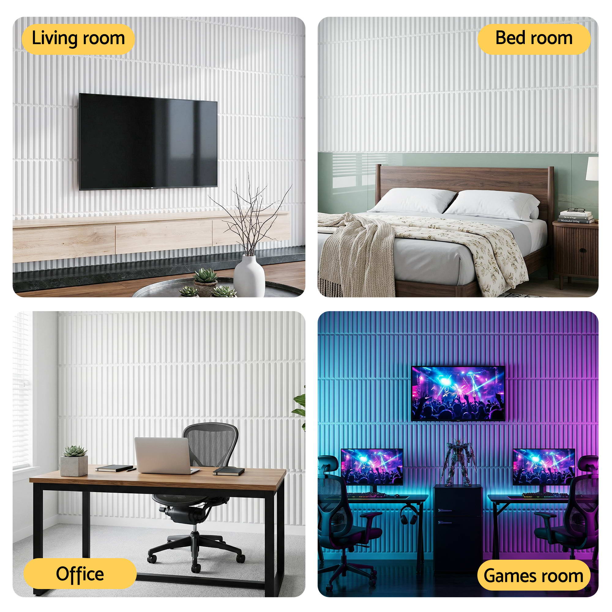 Artiss 3D Wall Panels Vertical PVC Decorative Panels 50x50cm Set of 15 Feature Wall Vert - Image 8