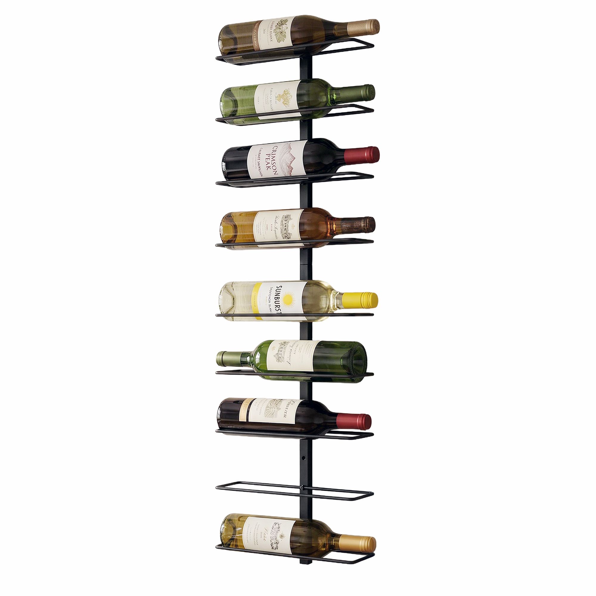 Artiss Wall Mounted Wine Rack 9 Bottles Display Storage Organizer Metal Black - Image 4