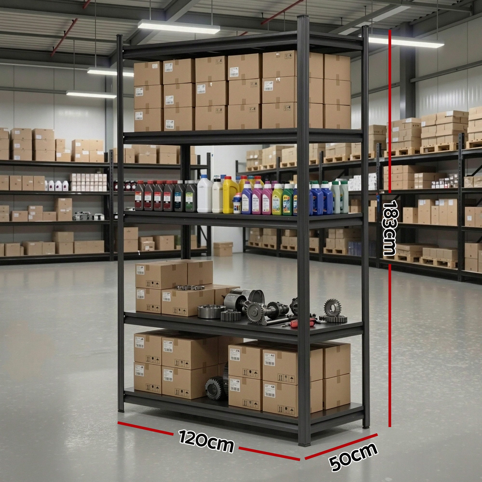 Giantz Garage Shelving 1.8X1.2m Warehouse Rack Storage Shelves Workshop Racks Steel - Image 3