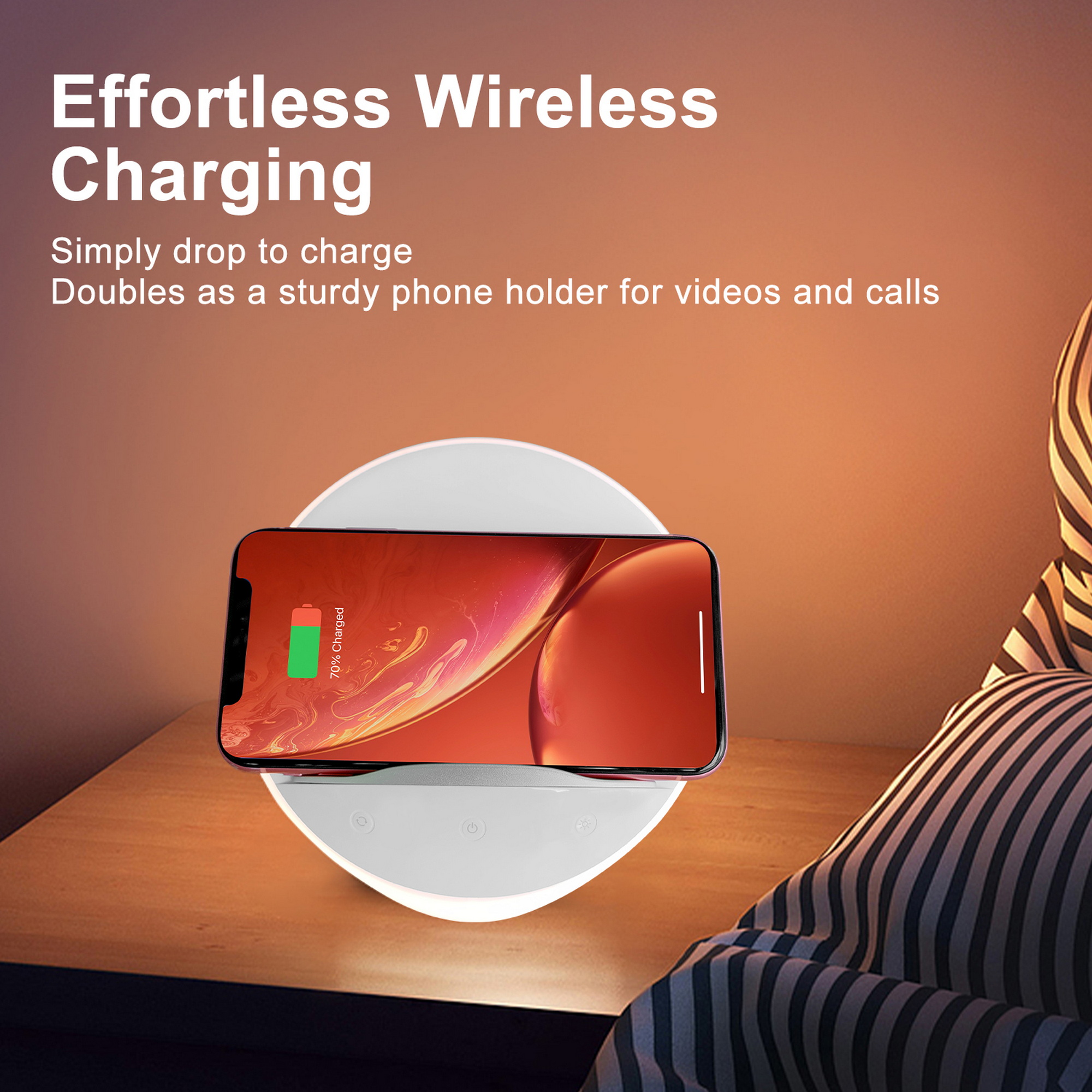 AIPOWER Bedside Lamp with Wireless Charger and Phone Holder Touch - Image 7