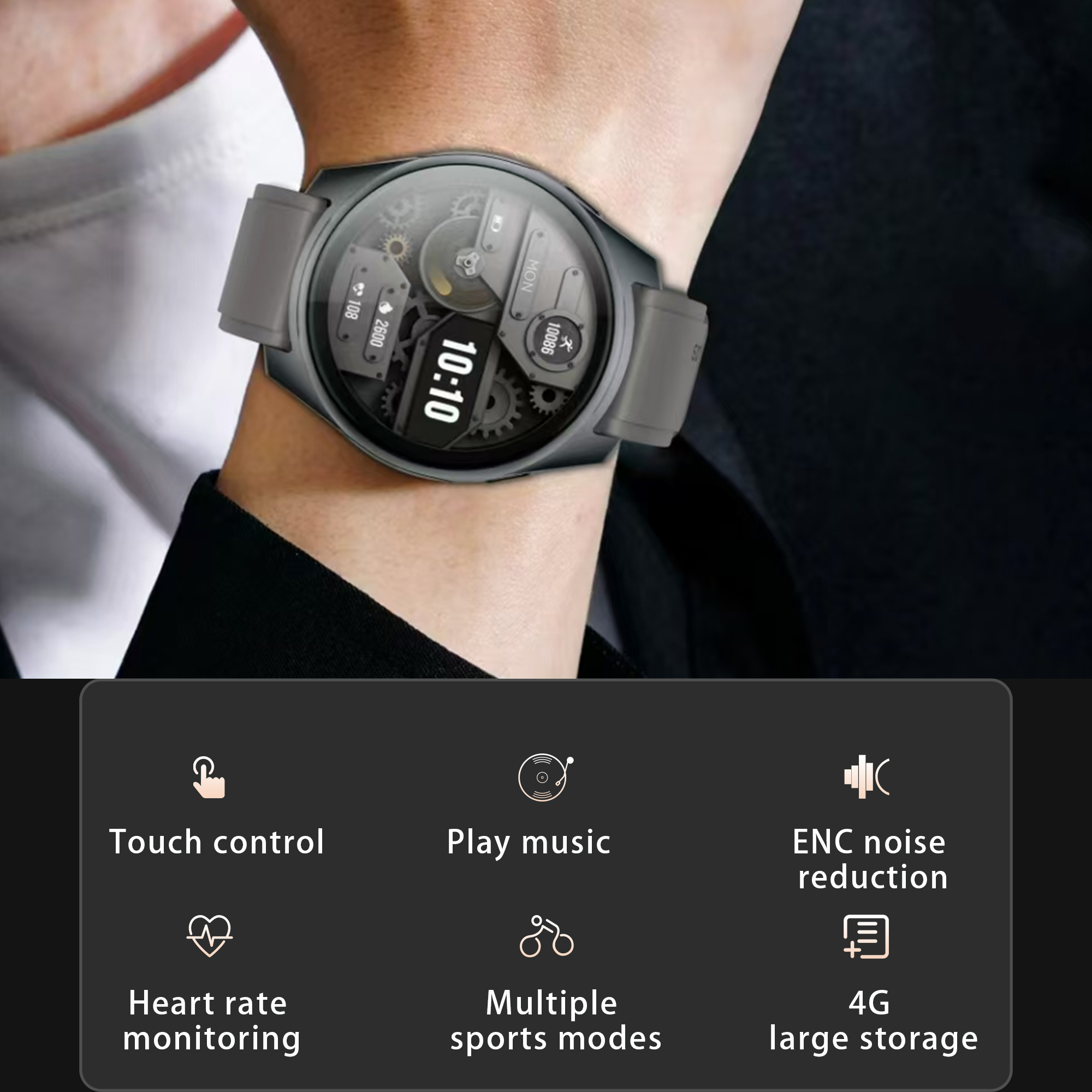 Aipower Smart Watch with Earbuds Pop-Up Headphones 4G Music Fitness Tracker W28 Pro - Image 3