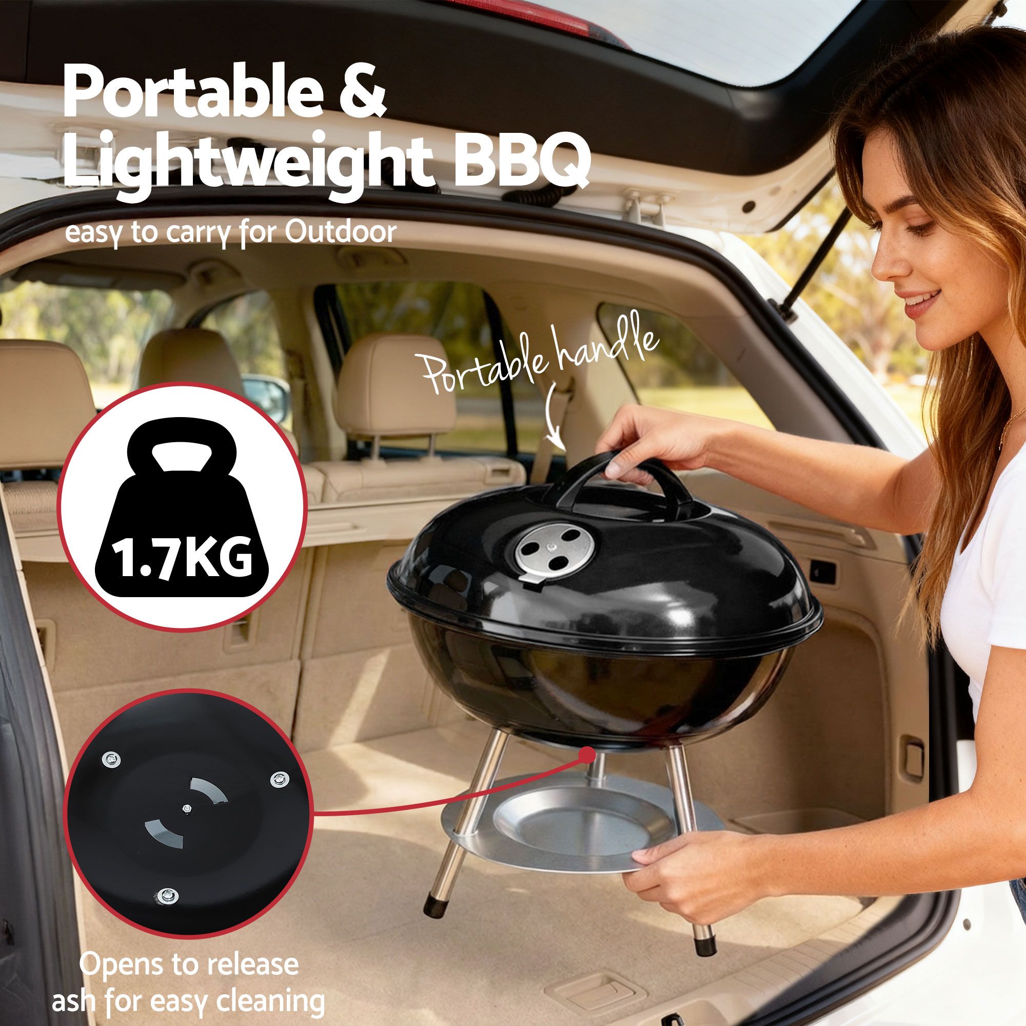 Grillz Charcoal BBQ Grill Portable with Lid for Camping Outdoor - Image 6