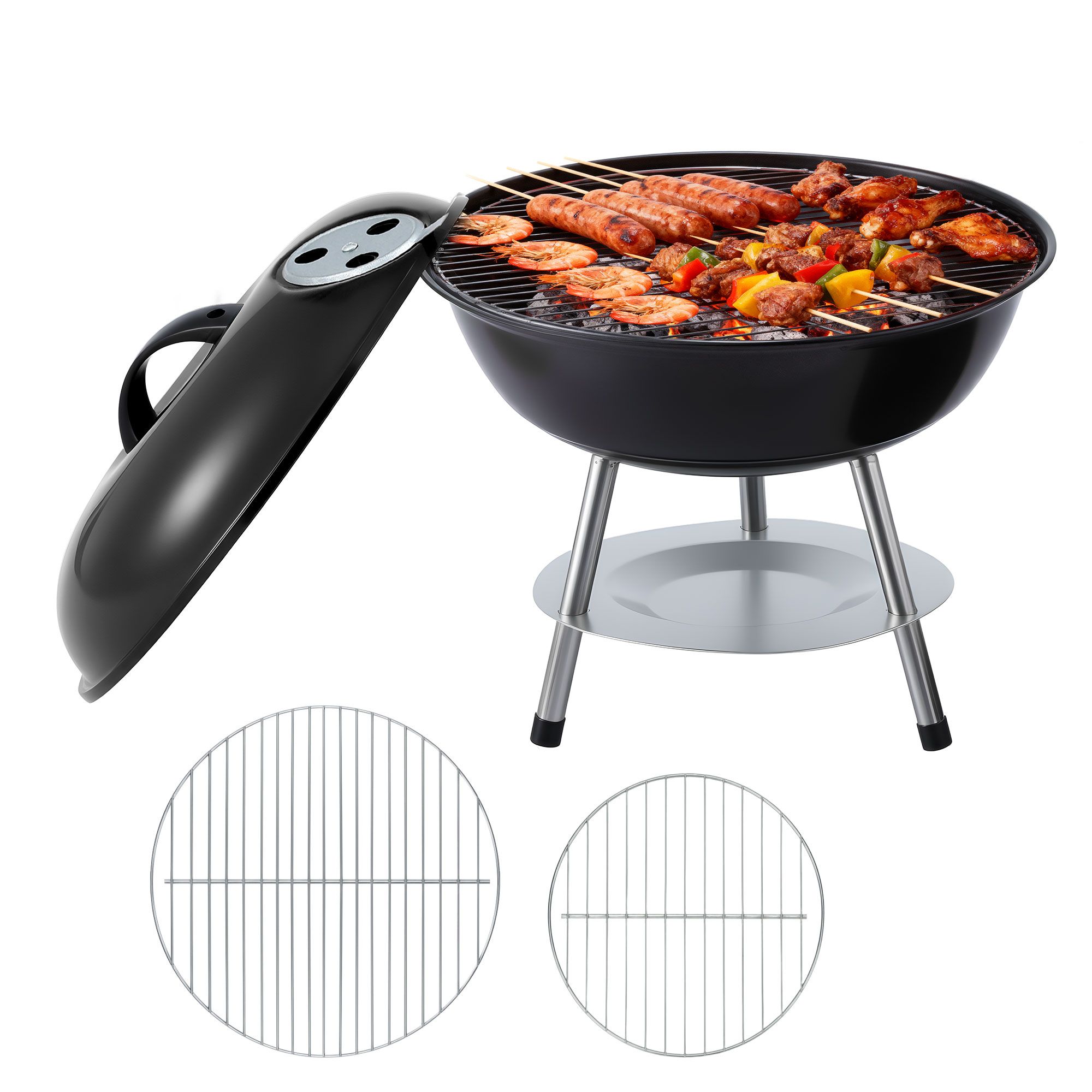 Grillz Charcoal BBQ Grill Portable with Lid for Camping Outdoor - Image 7
