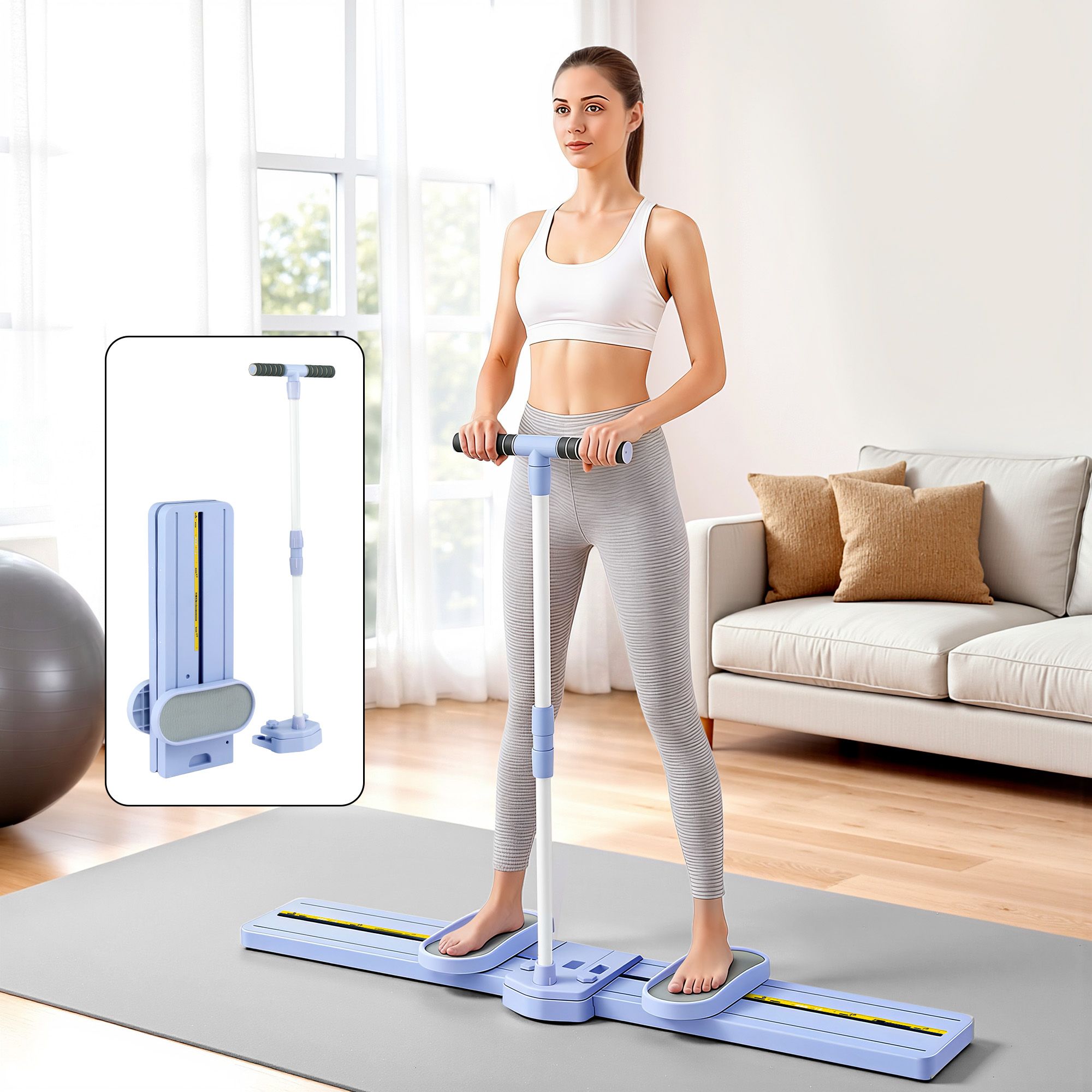 Everfit Thigh Hip Exerciser Home Ski Leg Trainer Machine Fitness Cardio Foldable - Image 1