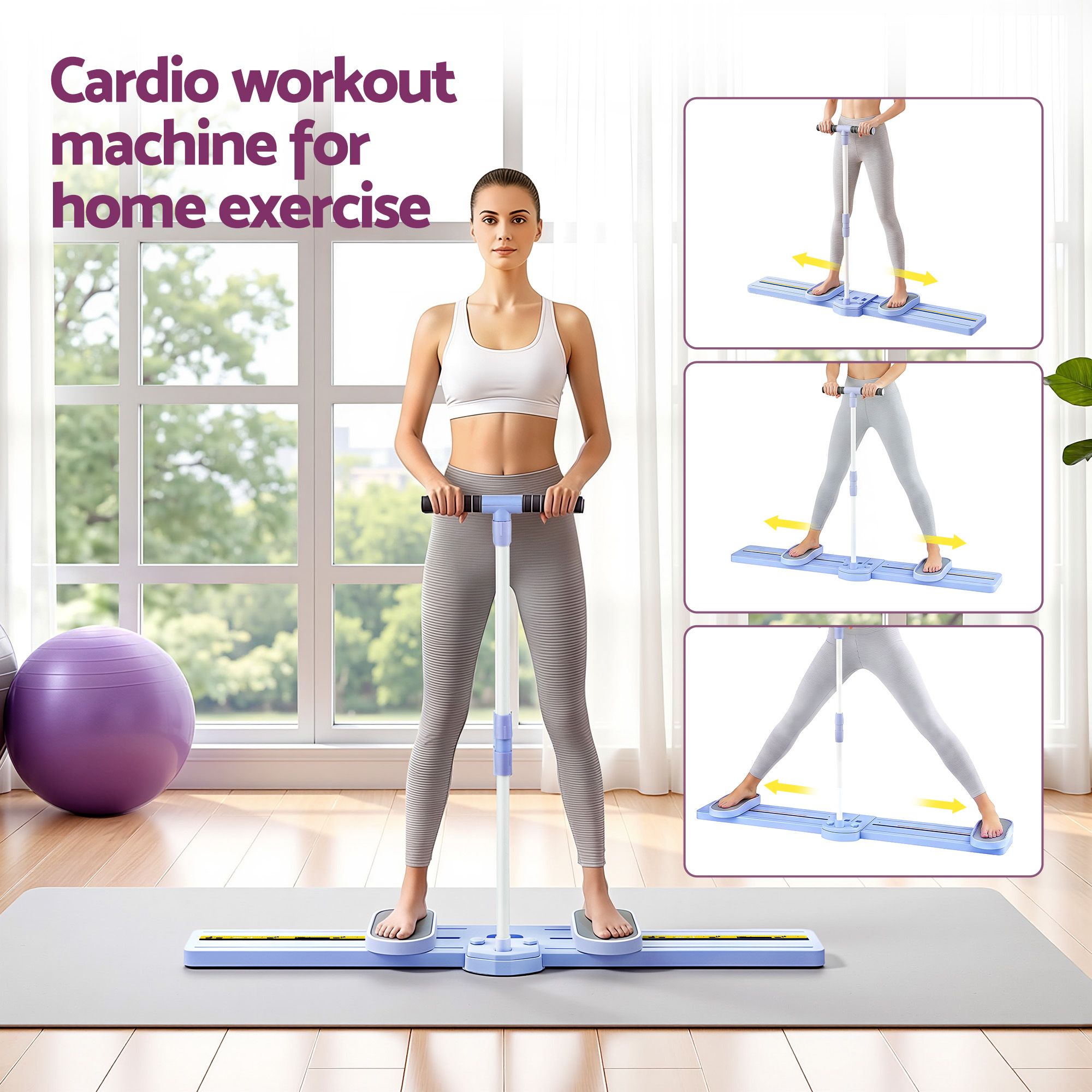 Everfit Thigh Hip Exerciser Home Ski Leg Trainer Machine Fitness Cardio Foldable - Image 4