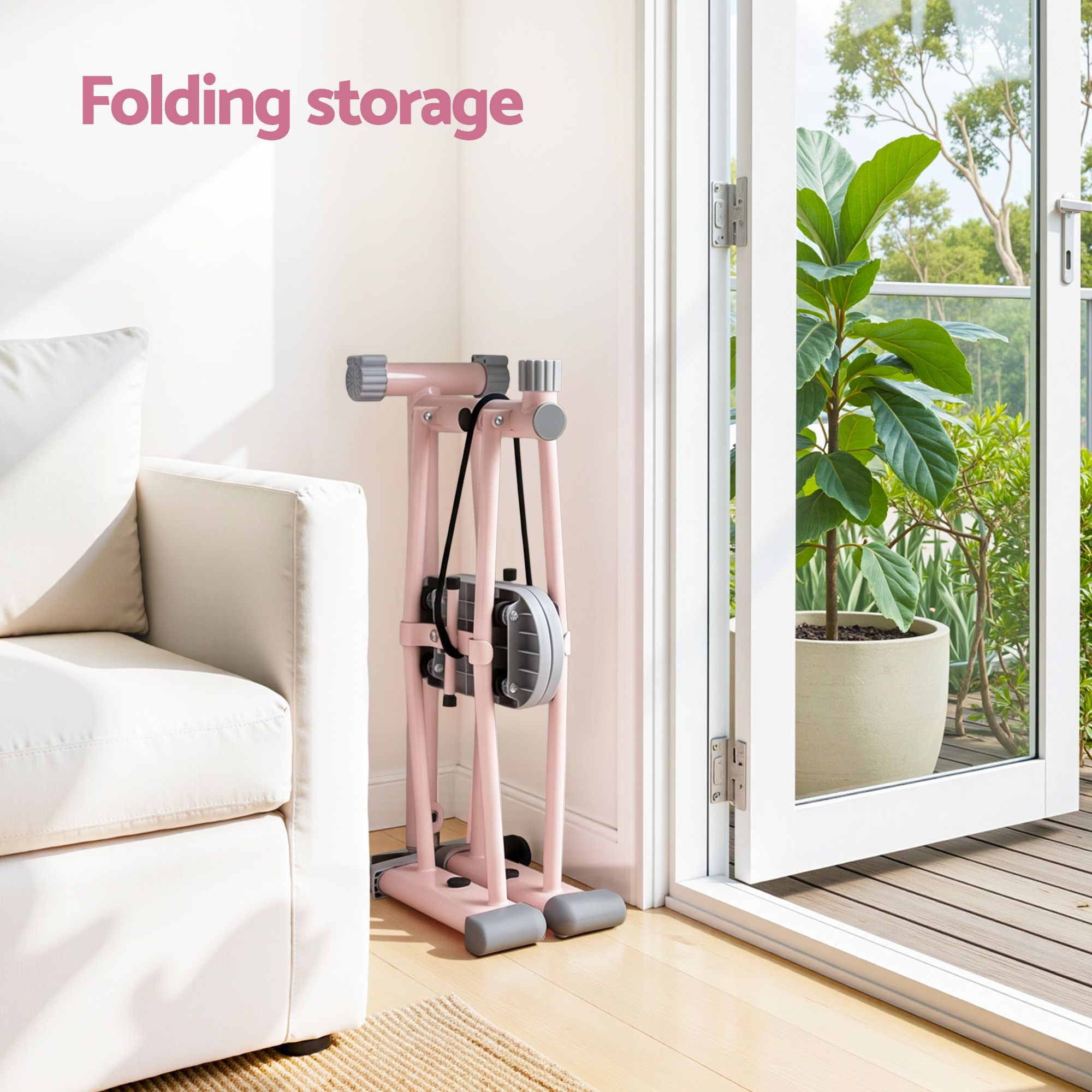 Everfit Foldable Ski Exercise Machine Leg Thigh Trainer Home Fitness Cardio Pink - Image 7