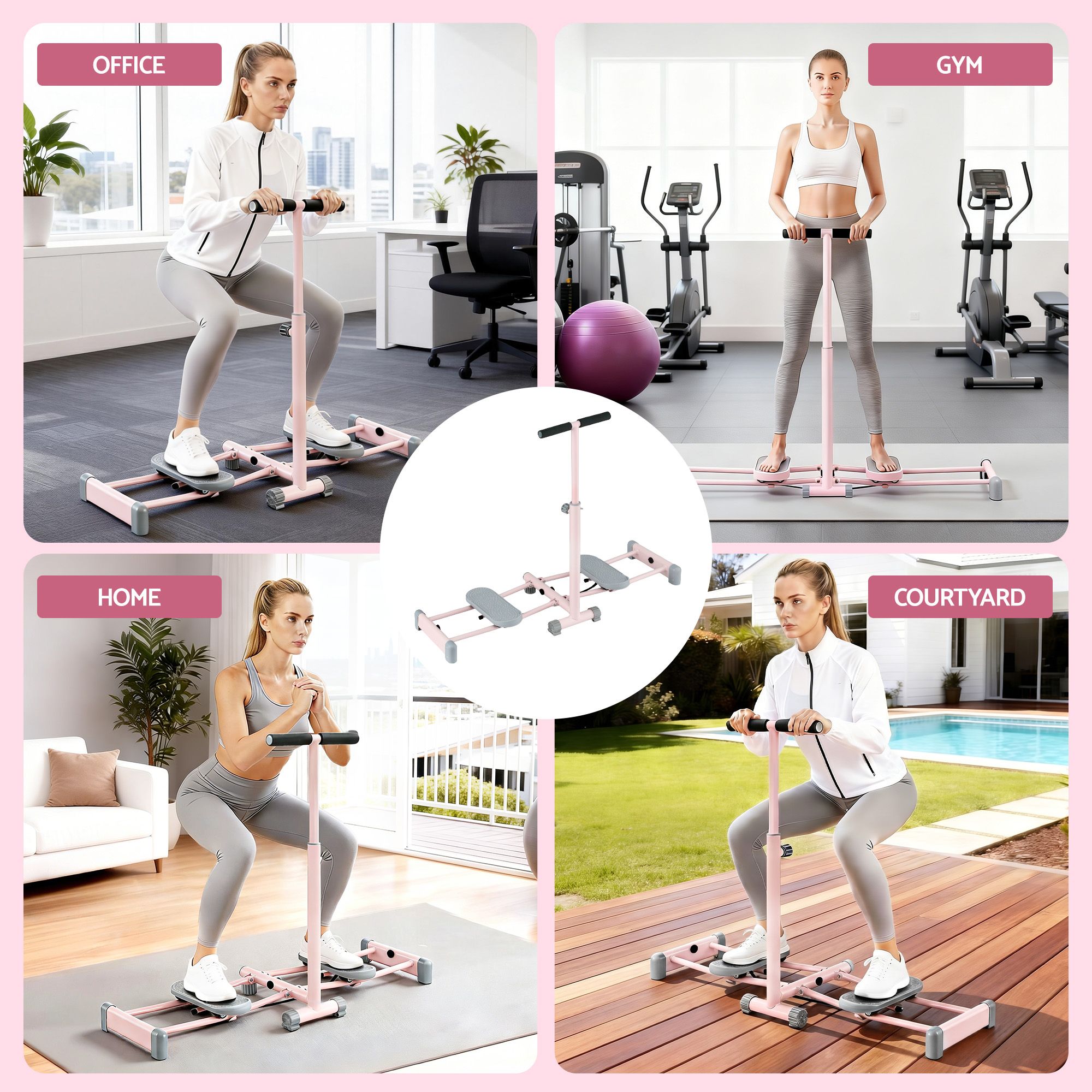 Everfit Foldable Ski Exercise Machine Leg Thigh Trainer Home Fitness Cardio Pink - Image 8