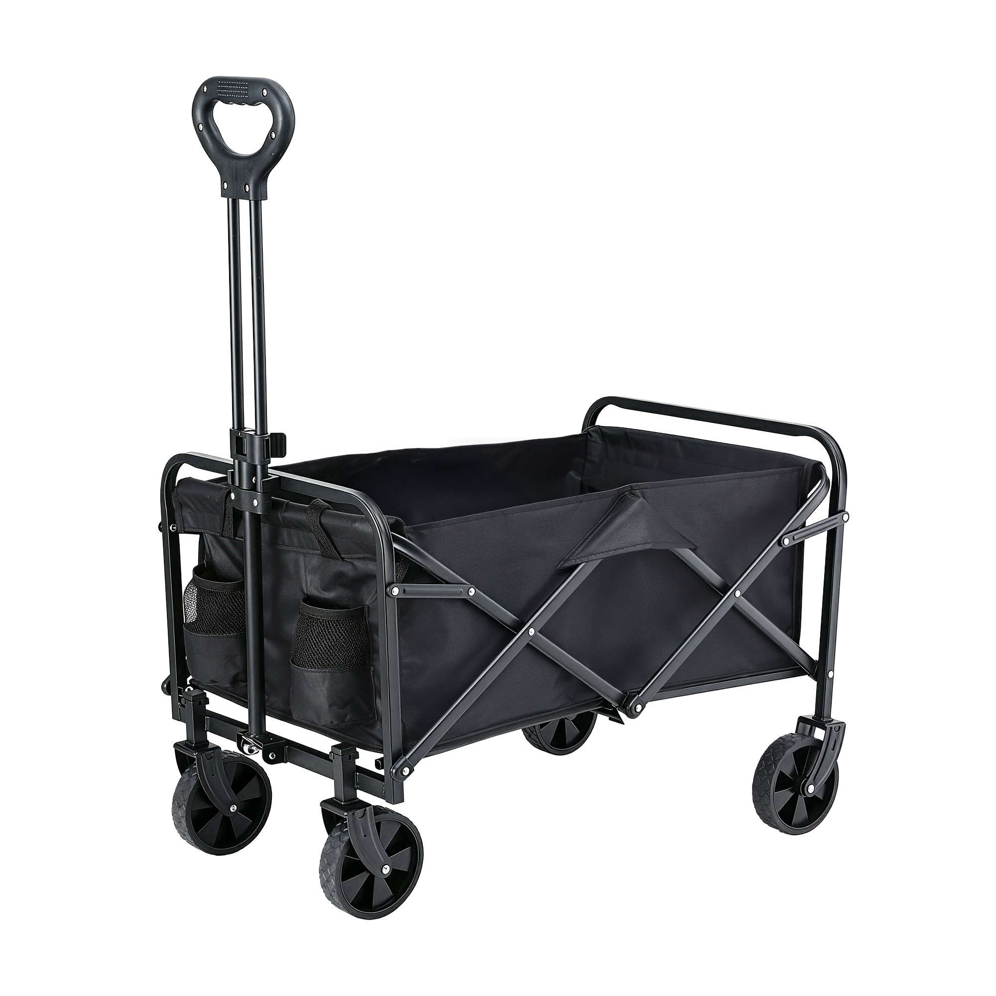 Gardeon Garden Cart Folding Trolley Camping Wagon Barrow Outdoor Beach Black - Image 2