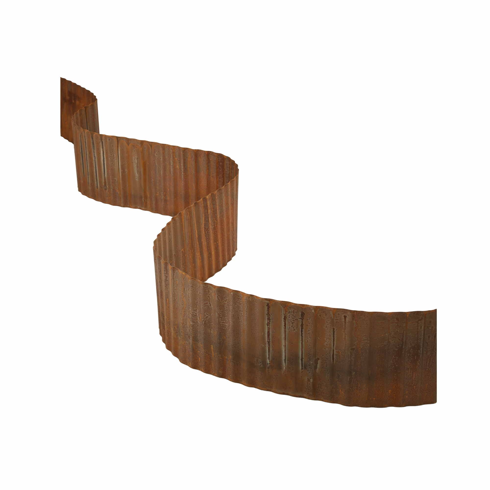 Green Fingers Garden Edging 10ft Metal Flexible Garden Border Corrugated Steel Lawn Edging Rust - Image 2