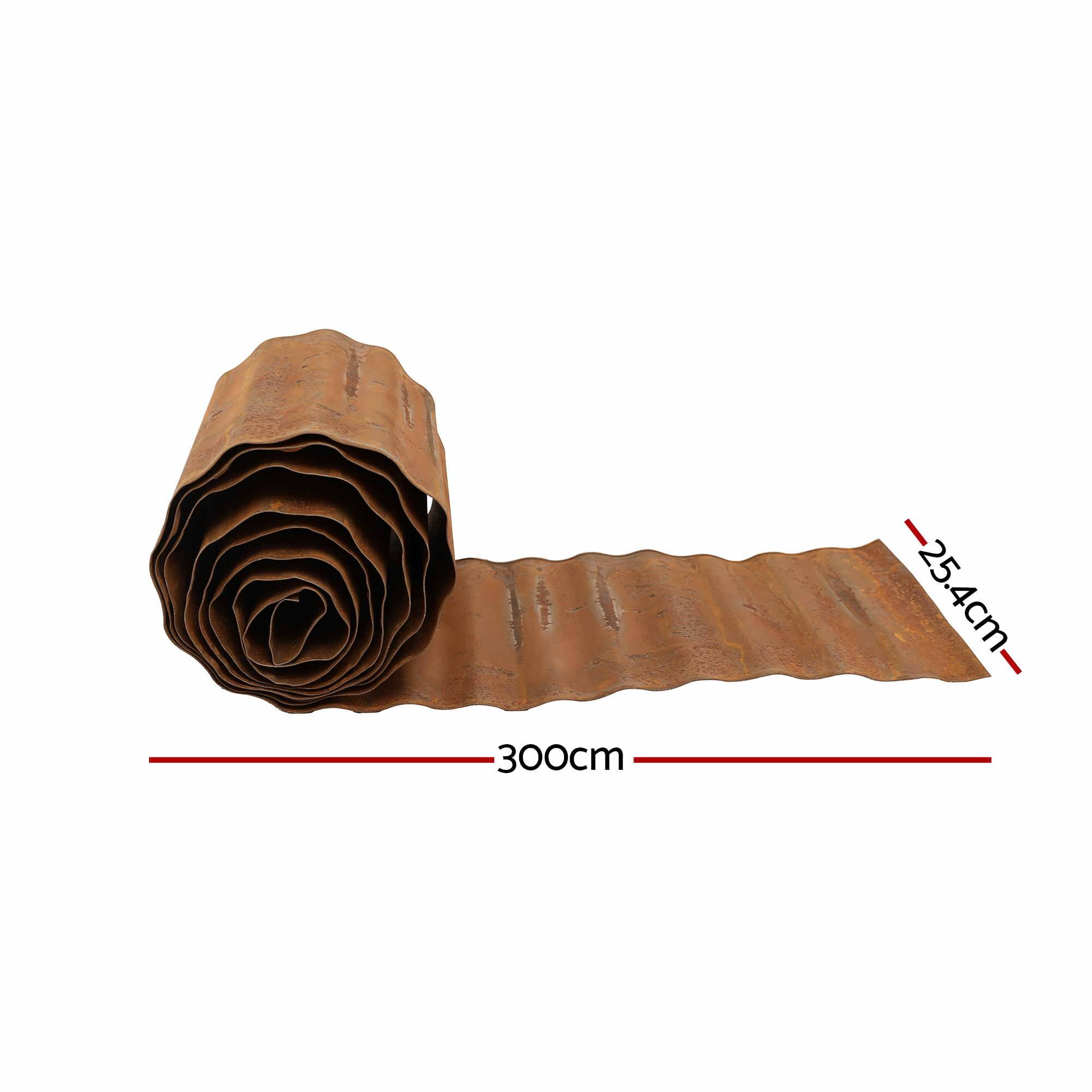 Green Fingers Garden Edging 10ft Metal Flexible Garden Border Corrugated Steel Lawn Edging Rust - Image 3