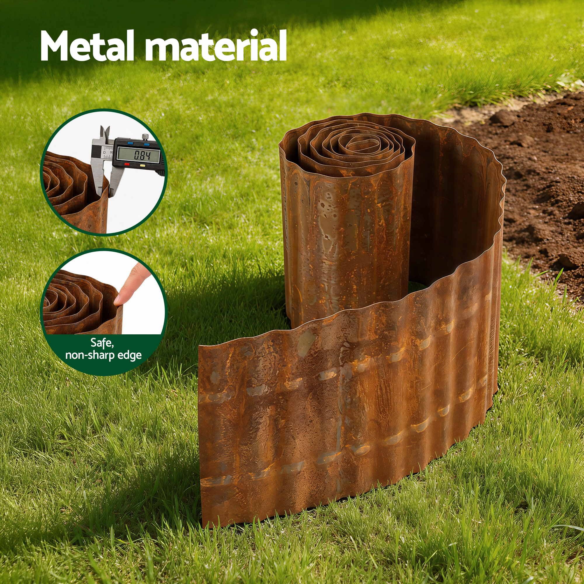 Green Fingers Garden Edging 10ft Metal Flexible Garden Border Corrugated Steel Lawn Edging Rust - Image 5