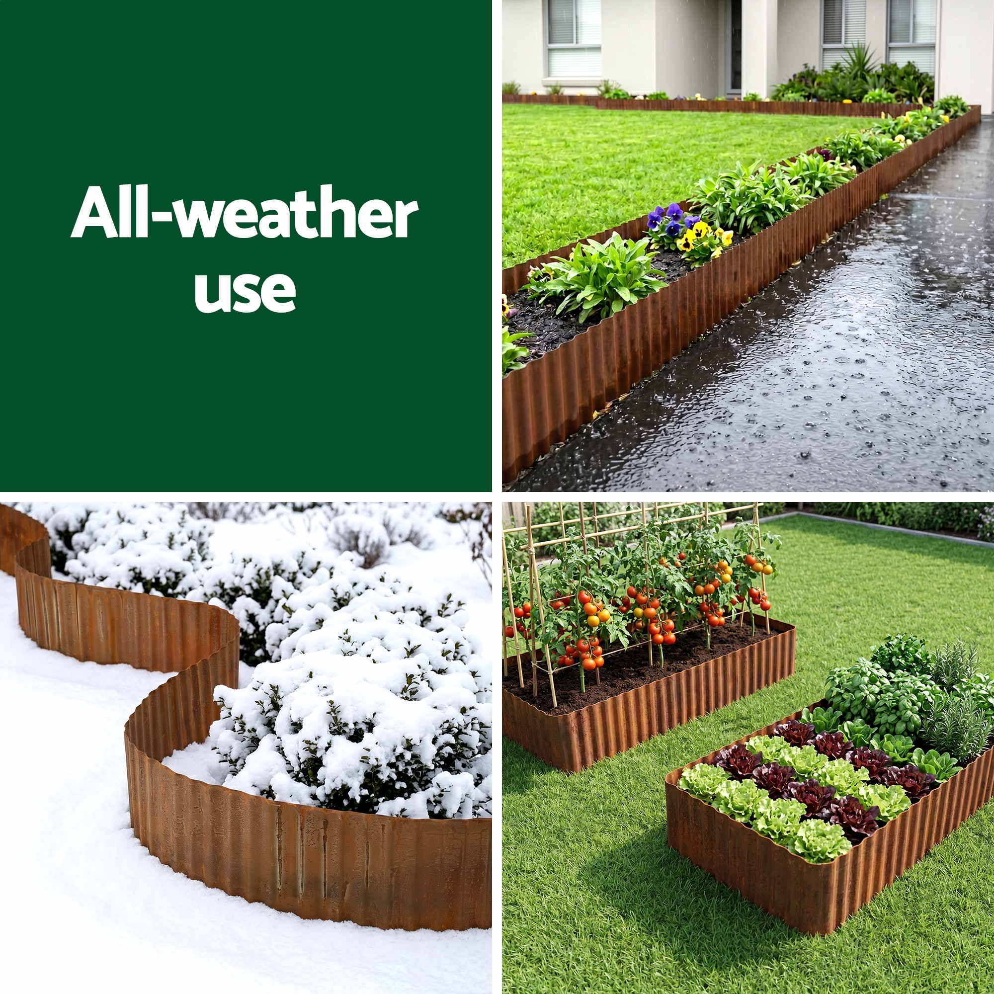 Green Fingers Garden Edging 10ft Metal Flexible Garden Border Corrugated Steel Lawn Edging Rust - Image 6