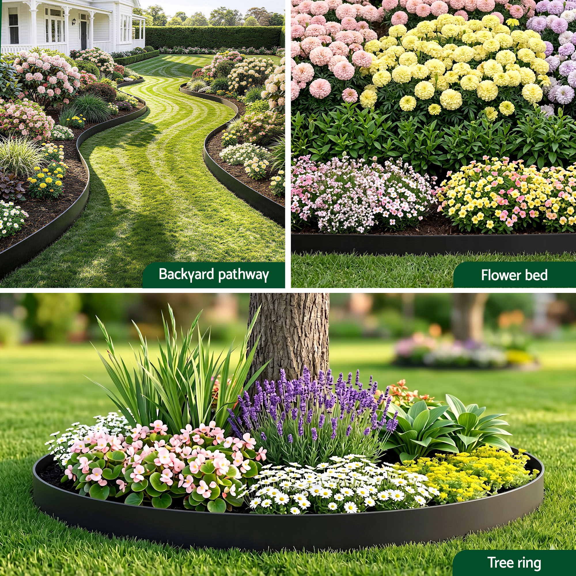 Green Fingers Garden Edging 60ft 30pcs Flexible Garden Border Plastic Lawn Edging Black - Image 6