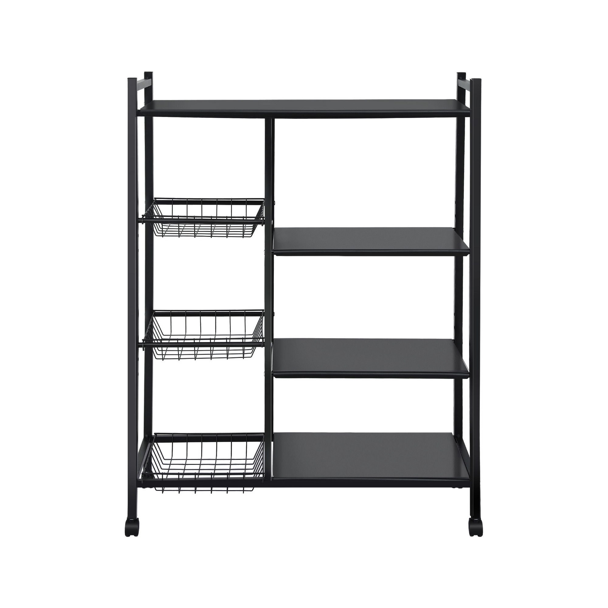 Artiss 4-Tier Kitchen Rack Microwave Bakers Storage Shelf with 3 Baskets Wheels - Image 4