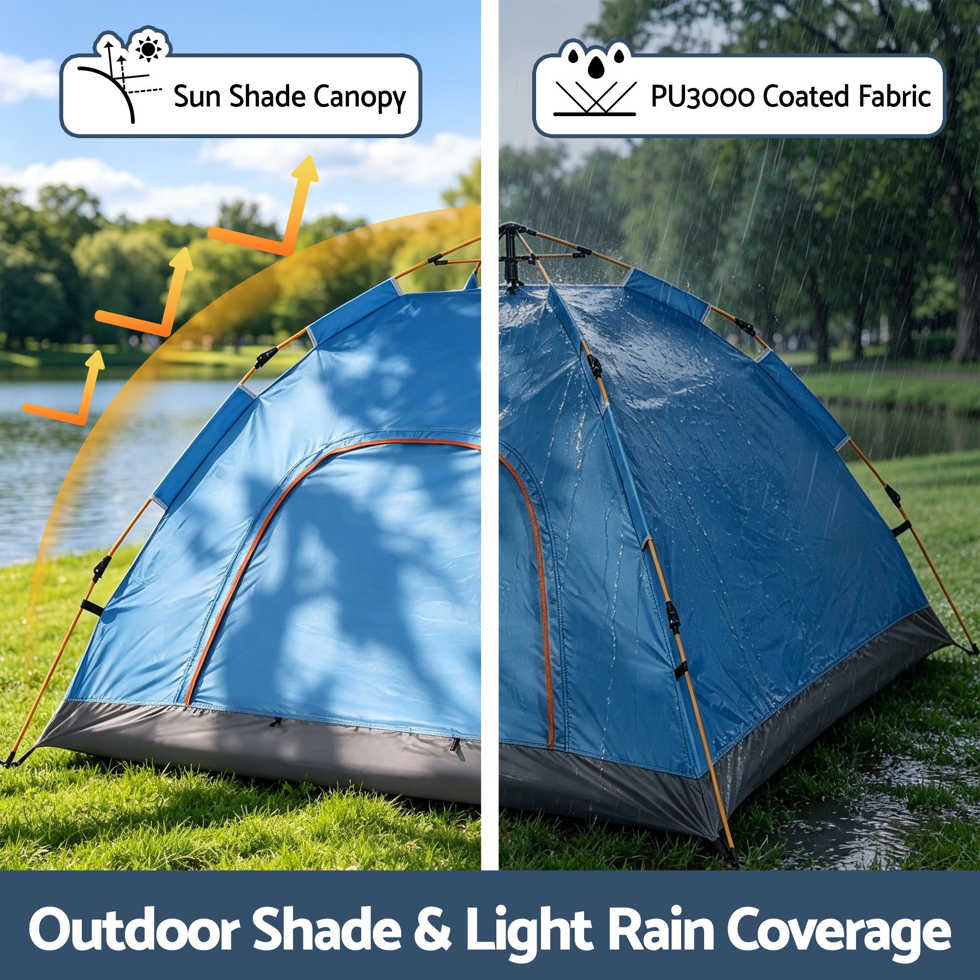 Weisshorn Camping Tent Instant Tent Pop up 2 Person Outdoor Hiking Tents Hiking Blue - Image 5