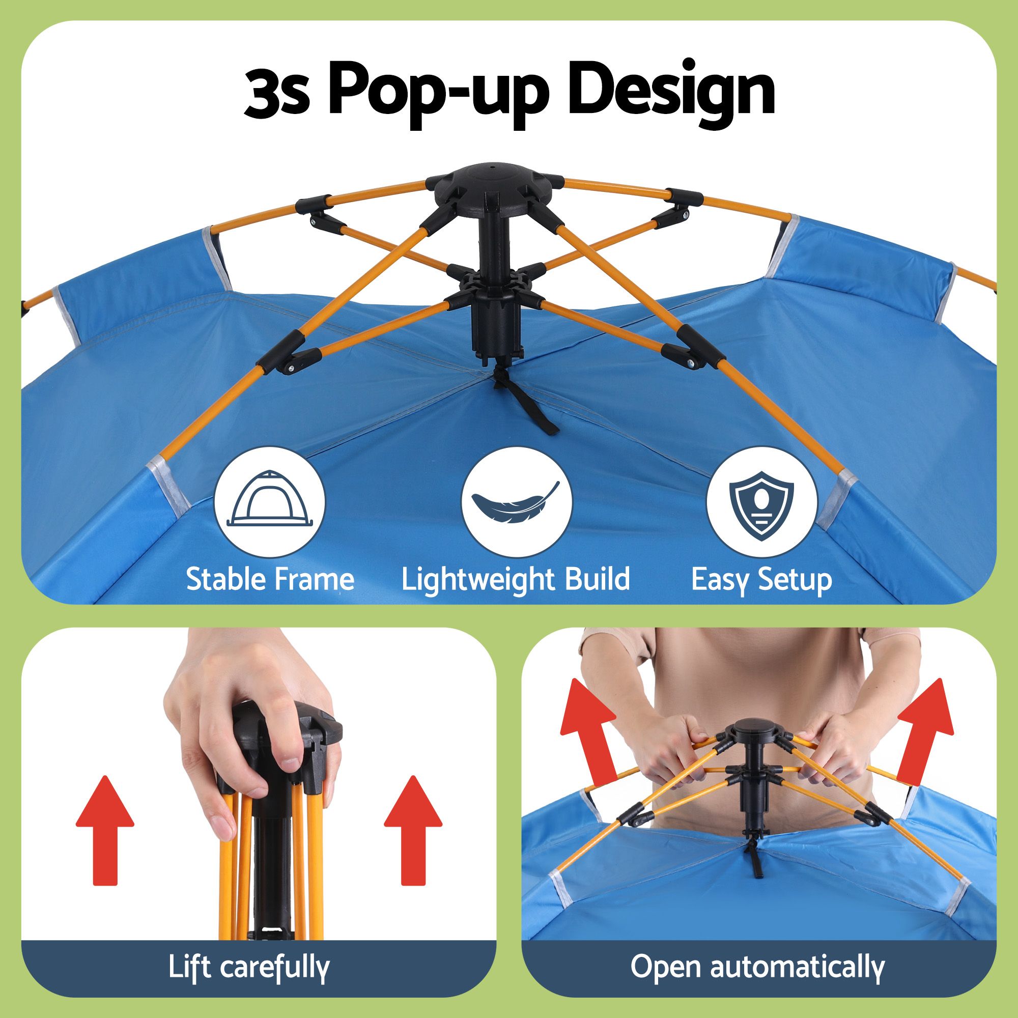 Weisshorn Camping Tent Instant Tent Pop up 2 Person Outdoor Hiking Tents Hiking Blue - Image 7
