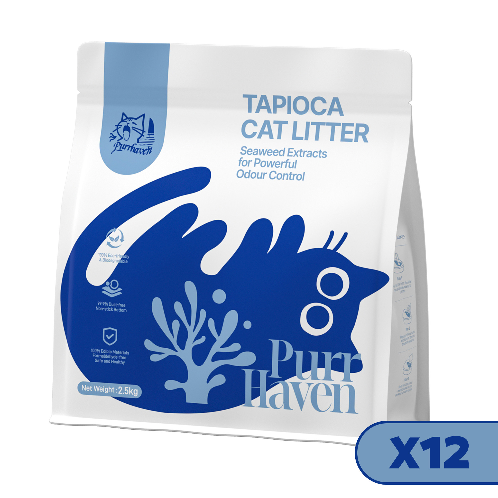 PurrHaven Tapioca Clumping Cat & Kitty Litter, 30kg (12 Pack),Dust Free,Plant-Based,Easy to Clean,Odour Neutraliser,Rapid Liquid Absorption,Non-Toxic Formula - Image 7