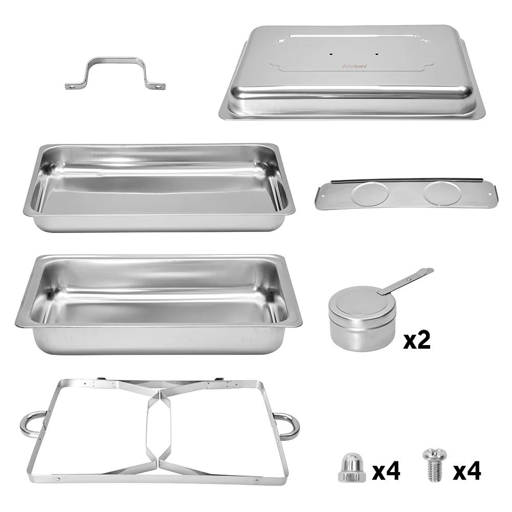 Alston 9L Chafing Dish Set, Premium 410 Stainless Steel Buffet Warmer, Bain Marie Food Server with Fuel Holders & Lid, Stackable Catering Equipment for Hotels, Parties, Weddings & Banquets, Silver - Image 6