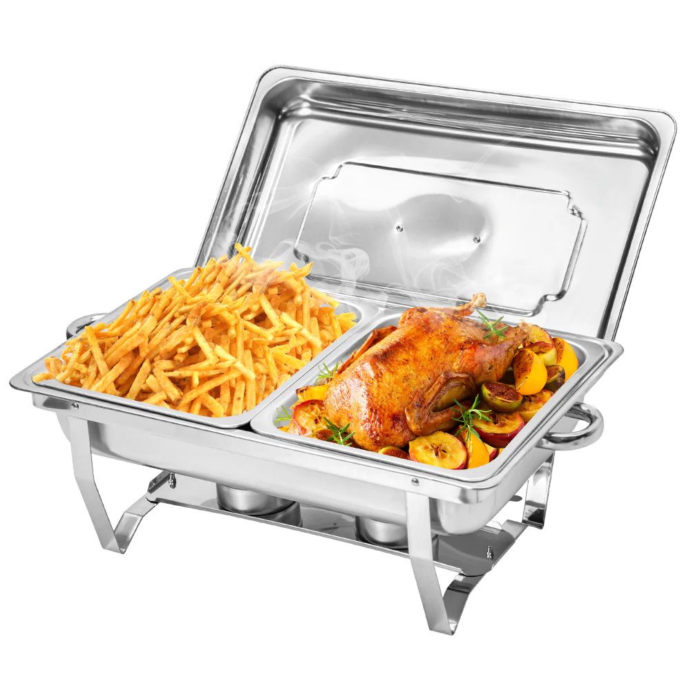 Alston 4.5LX2 Chafing Dish Set, Premium 410 Stainless Steel Buffet Warmer, Bain Marie Food Server with Fuel Holders & Lid, Stackable Catering Equipment for Hotels, Parties, Weddings & Banquets, Silver - Image 1