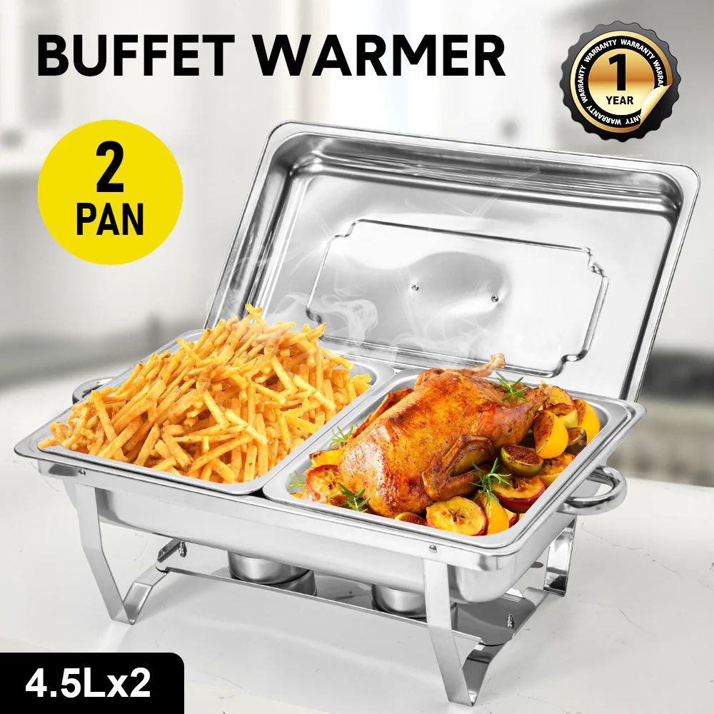 Alston 4.5LX2 Chafing Dish Set, Premium 410 Stainless Steel Buffet Warmer, Bain Marie Food Server with Fuel Holders & Lid, Stackable Catering Equipment for Hotels, Parties, Weddings & Banquets, Silver - Image 3