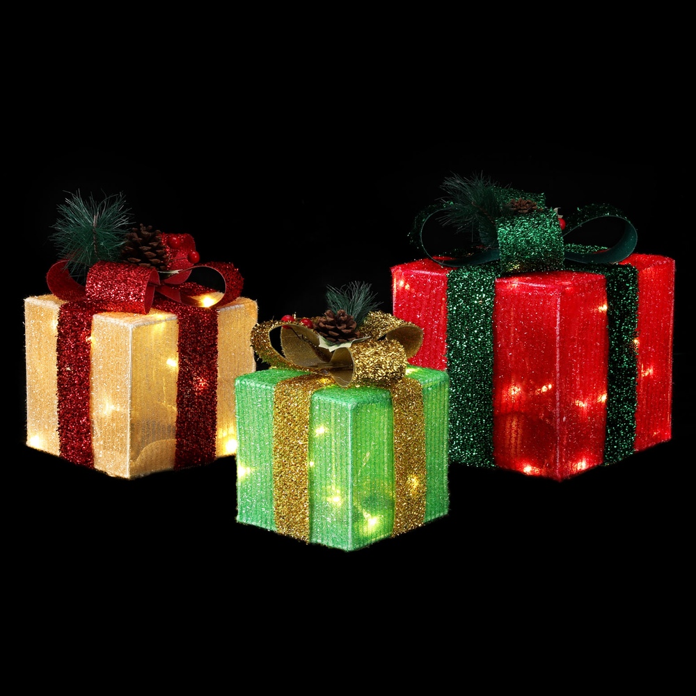 3 PCS Christmas Lights 60 LED Fairy Light Gift Box Jingle Jollys - Image 1
