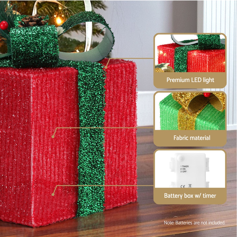 3 PCS Christmas Lights 60 LED Fairy Light Gift Box Jingle Jollys - Image 6